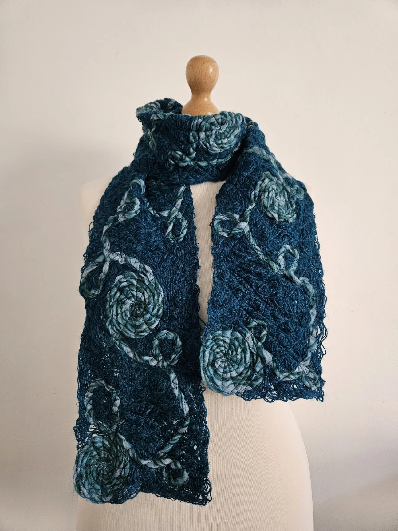 Teal And Light Blue Wool Scarf