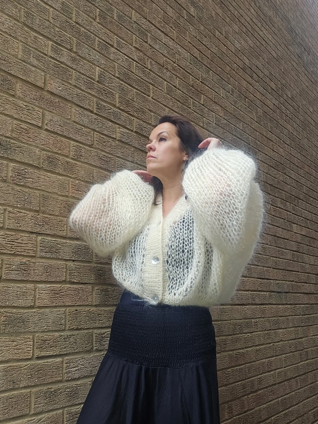 Buttermilk Yellow Handknit Mohair Cardigan