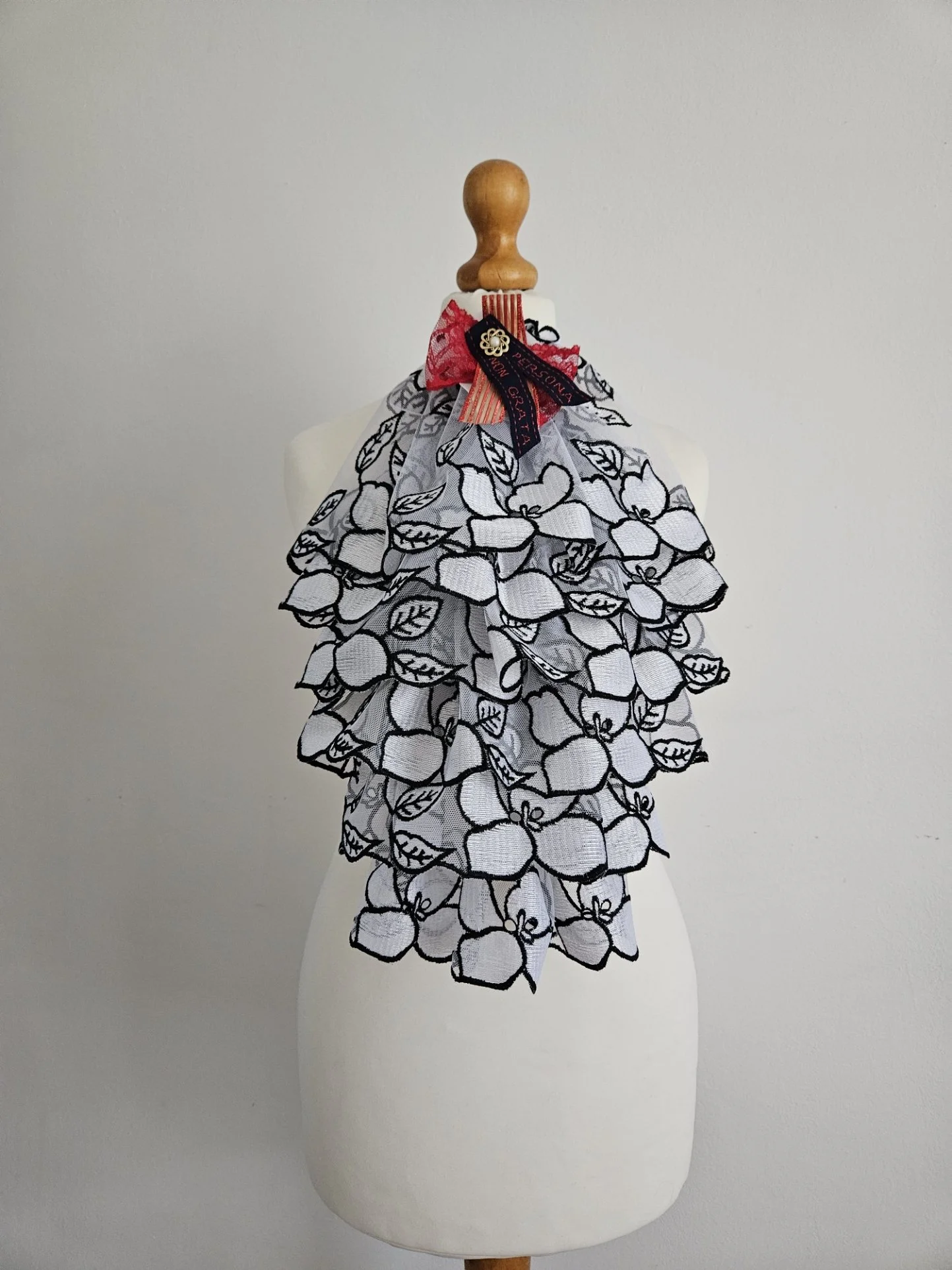 White And Black Lace Jabot