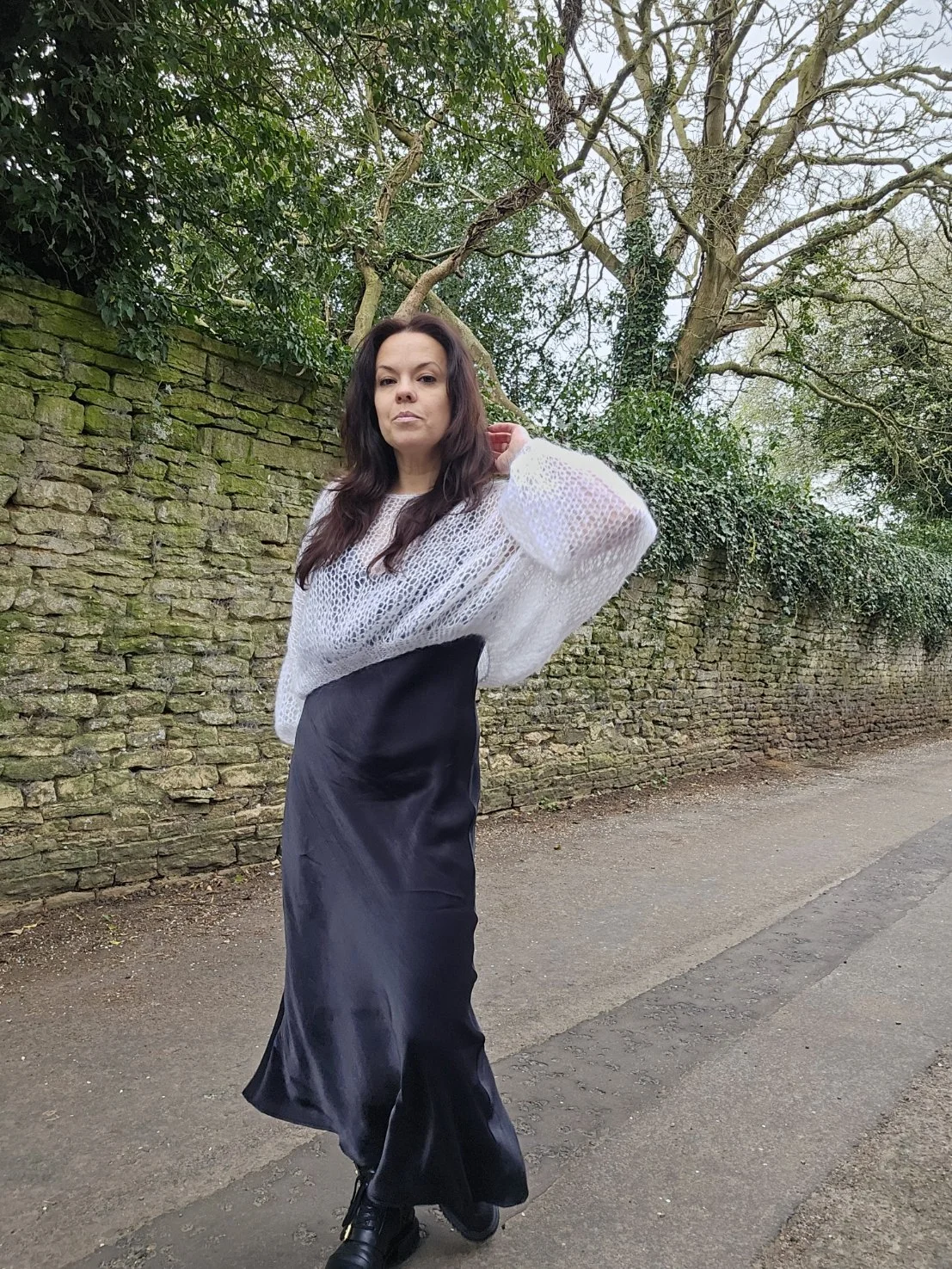 White mohair cropped jumper