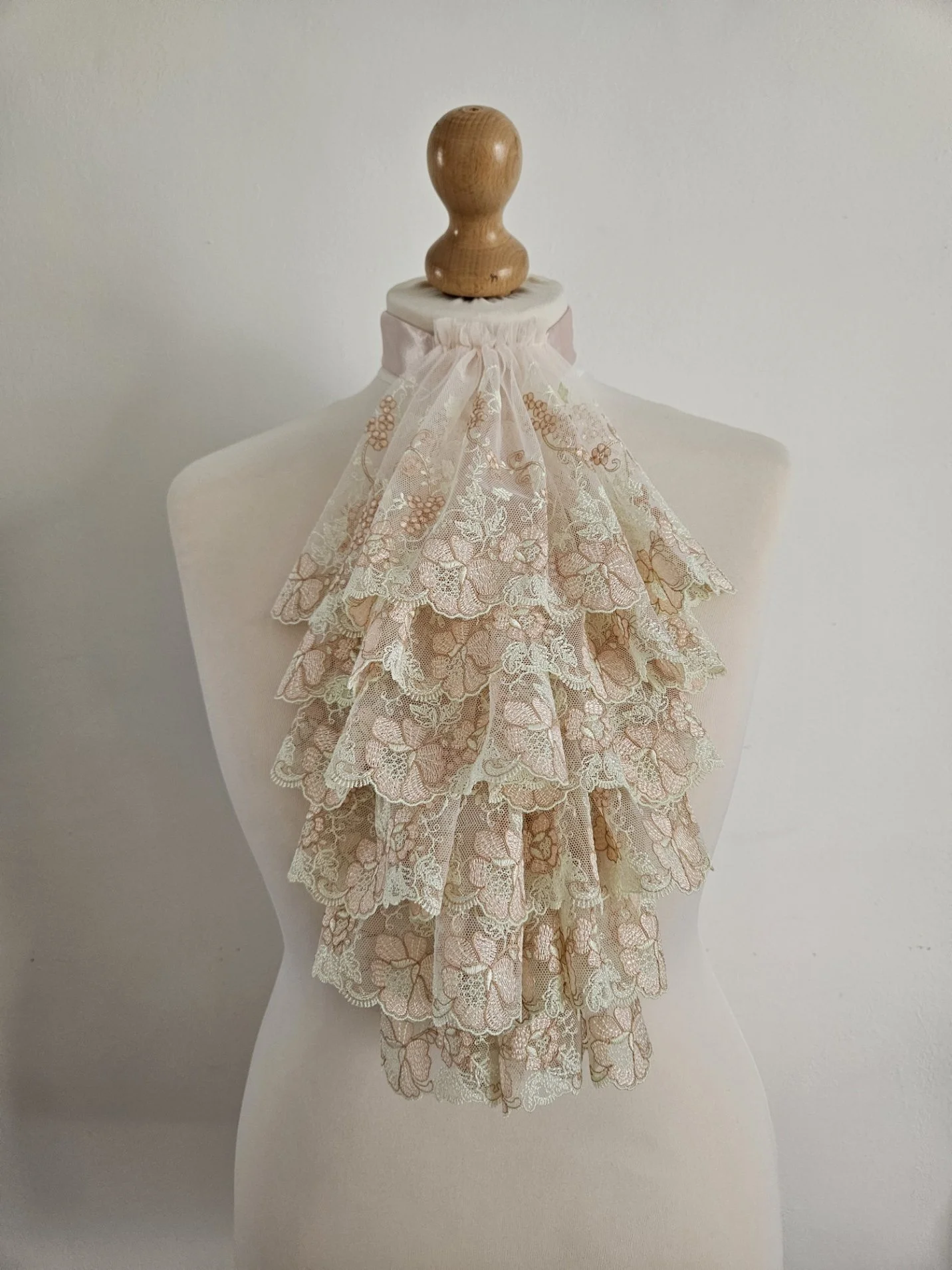 Blush Pink And Mint Lace Jabot