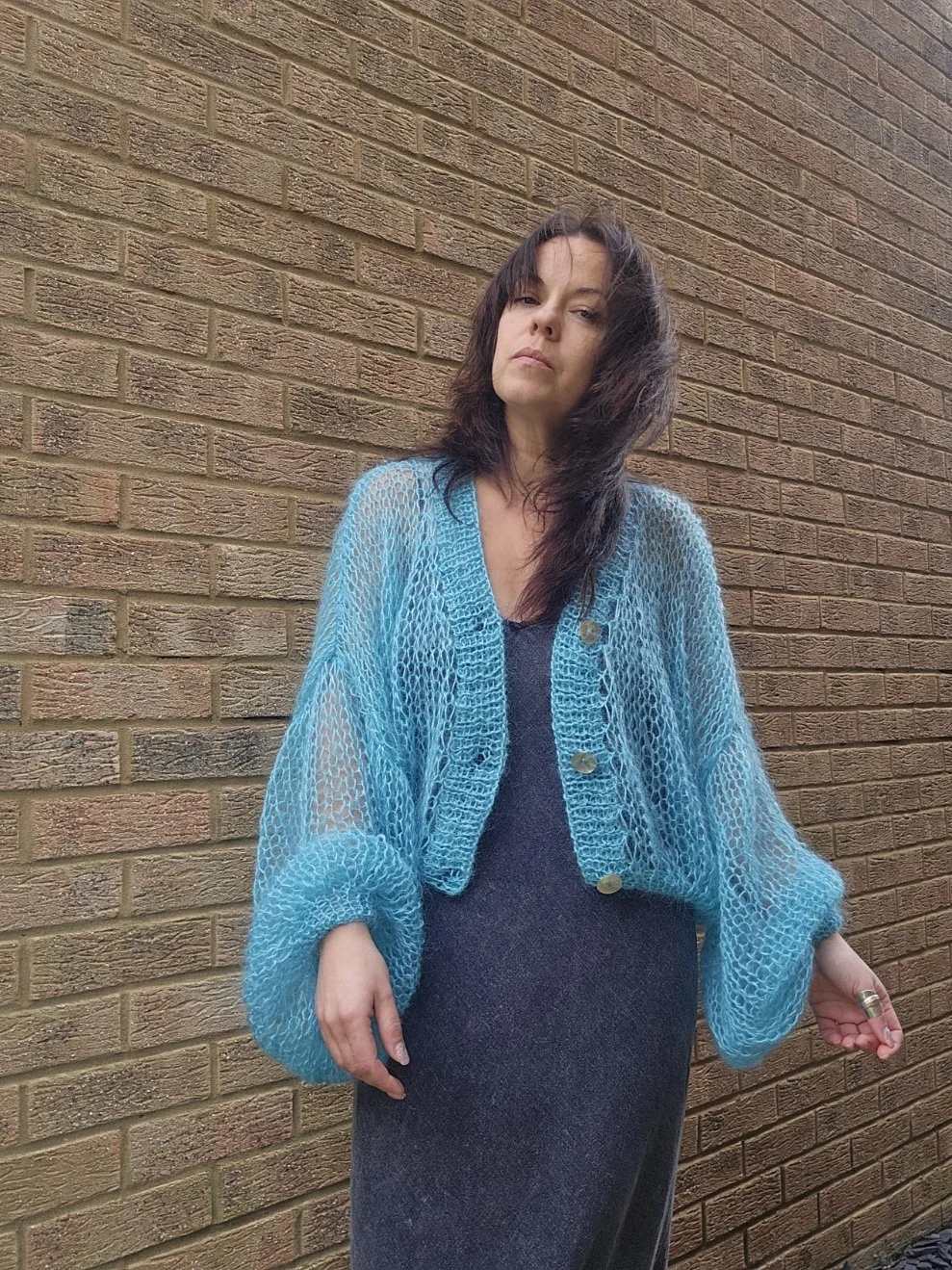 Sky Blue Mohair Cardigan