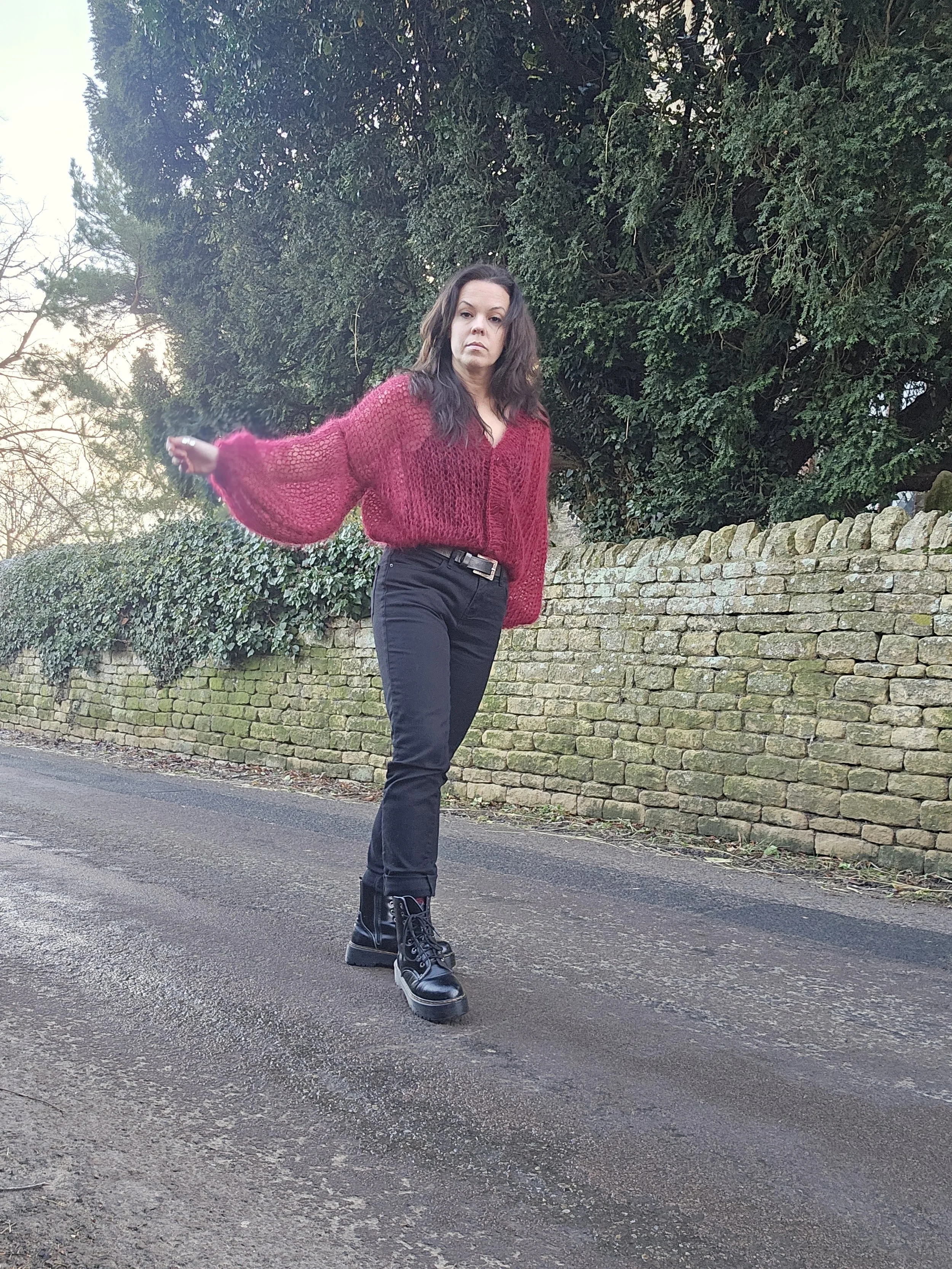 Burgundy Mohair Blend Cardigan