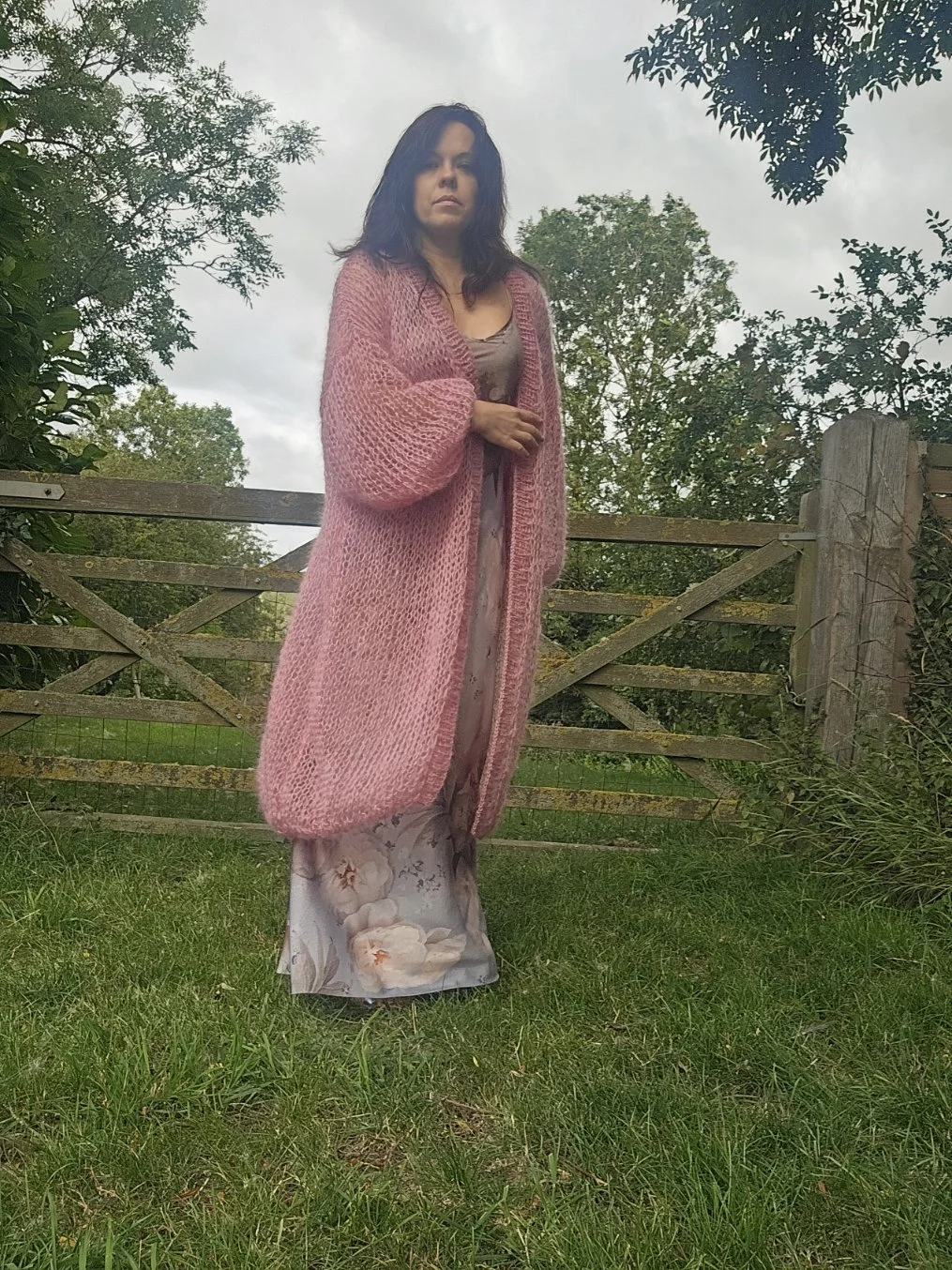 Long Dusty Pink Cardigan