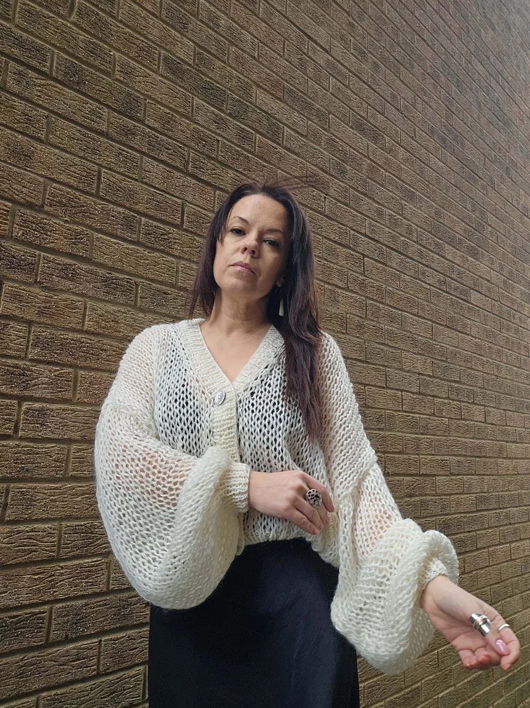 Off White Wool Blend Cardigan