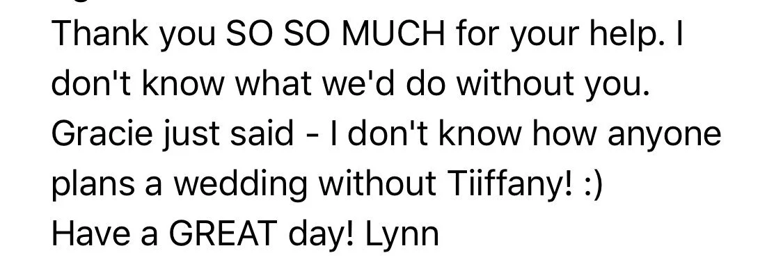 Dont plan a wedding without tiffany!!