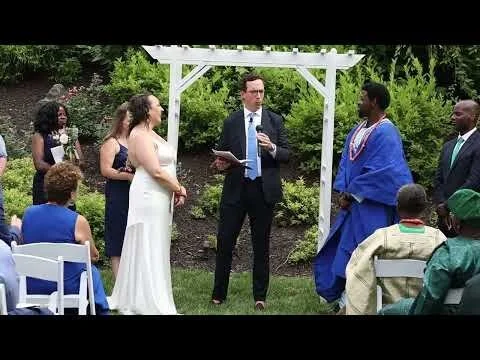 Officiant thanks Tiffany for helping the couple plan their wedding!