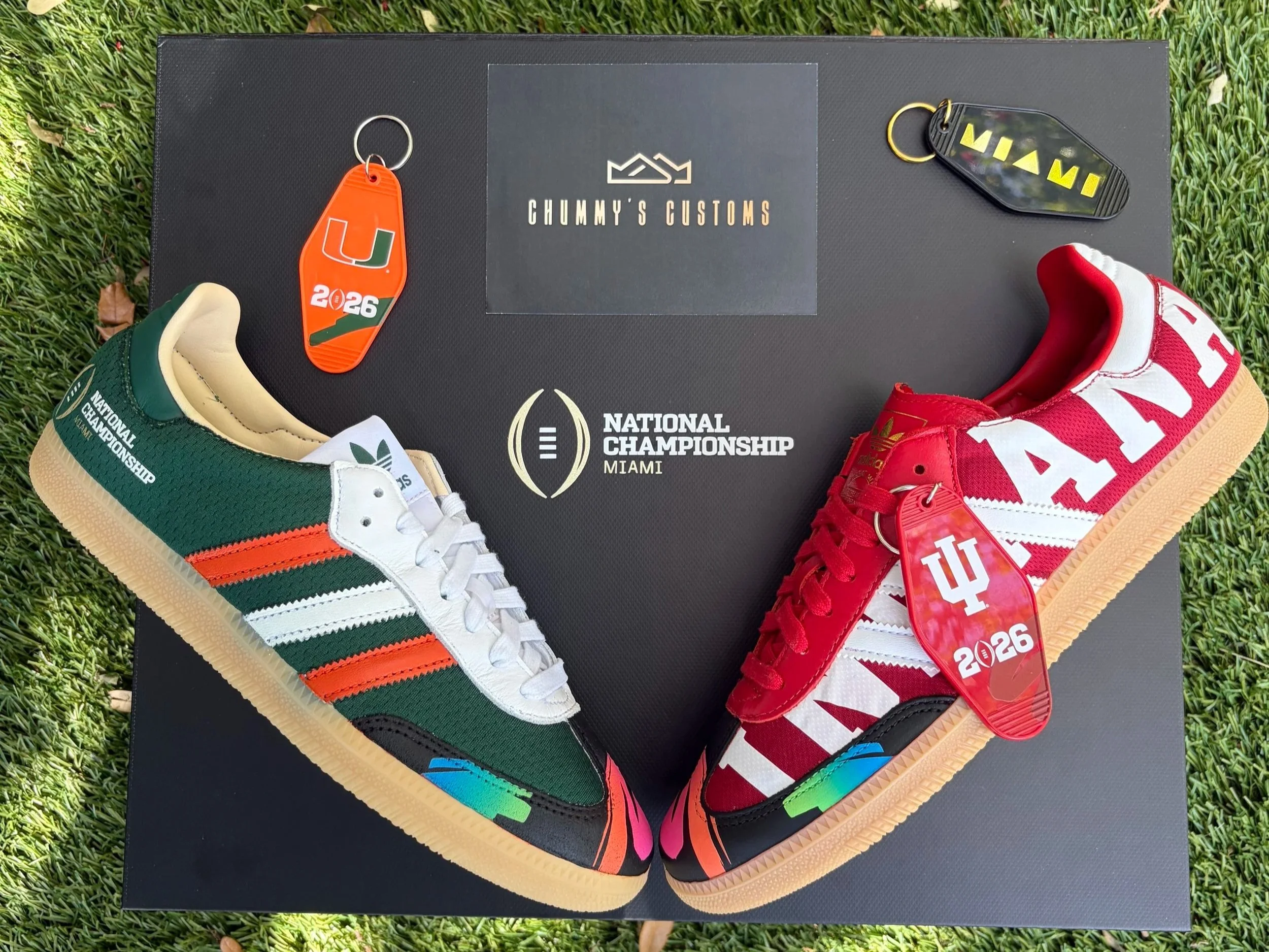 indiana vs univ of miami custom shoes, national championship theme