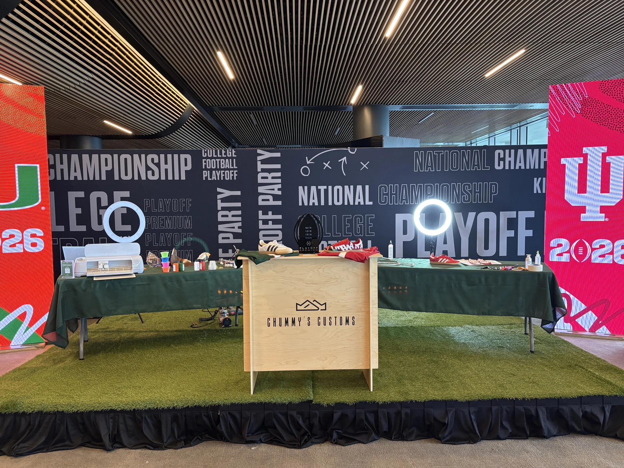 chummys customs at hardrock stadium for cfp 2026 national championship game doing live activation in paddok lounge