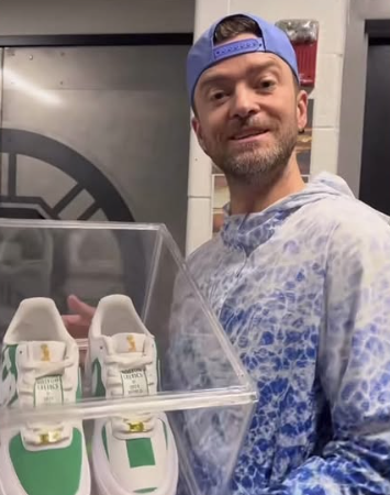 Justin Timberlake commemorating a sold-out world tour performance at TD Garden.