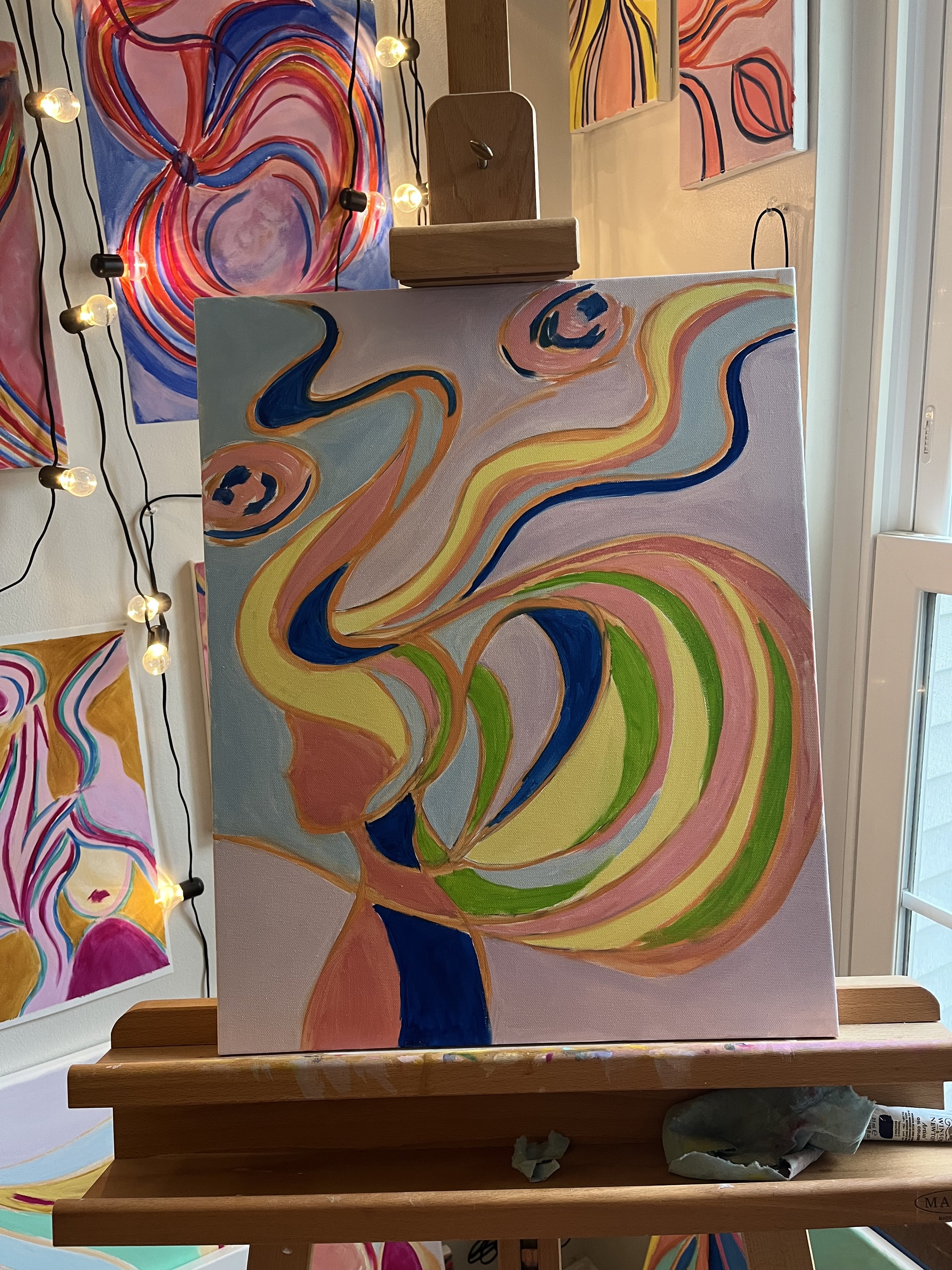 "Forget me not" 24"x20" oil on stretched canvas - $330