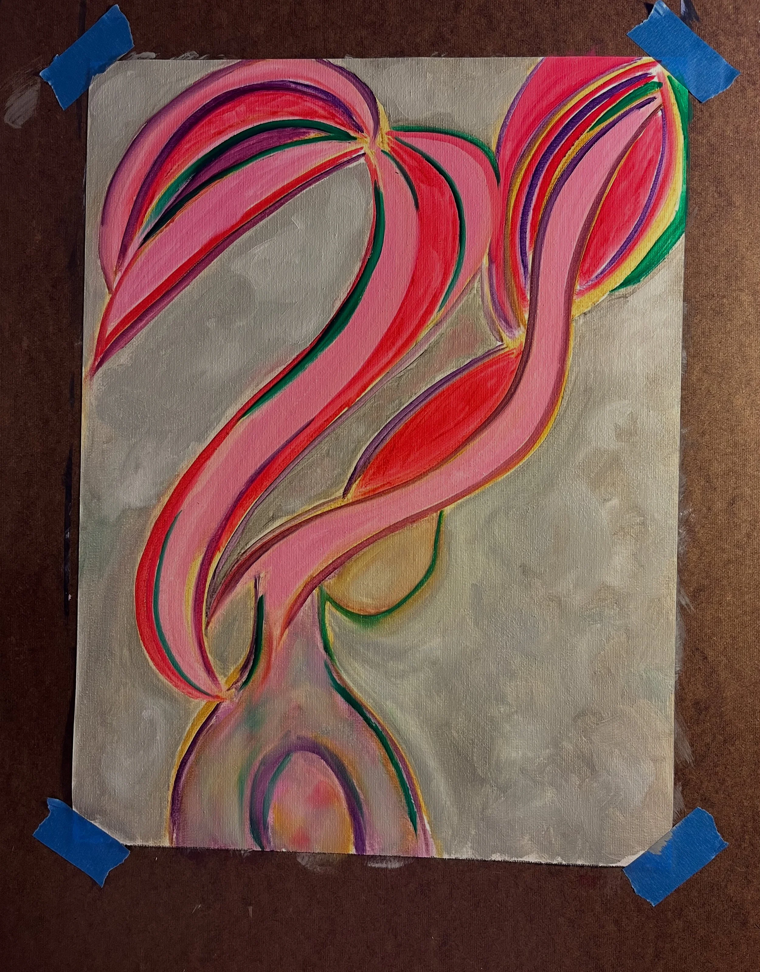 "untitled grey pink" 12"x16" oil on canvas pad - $180