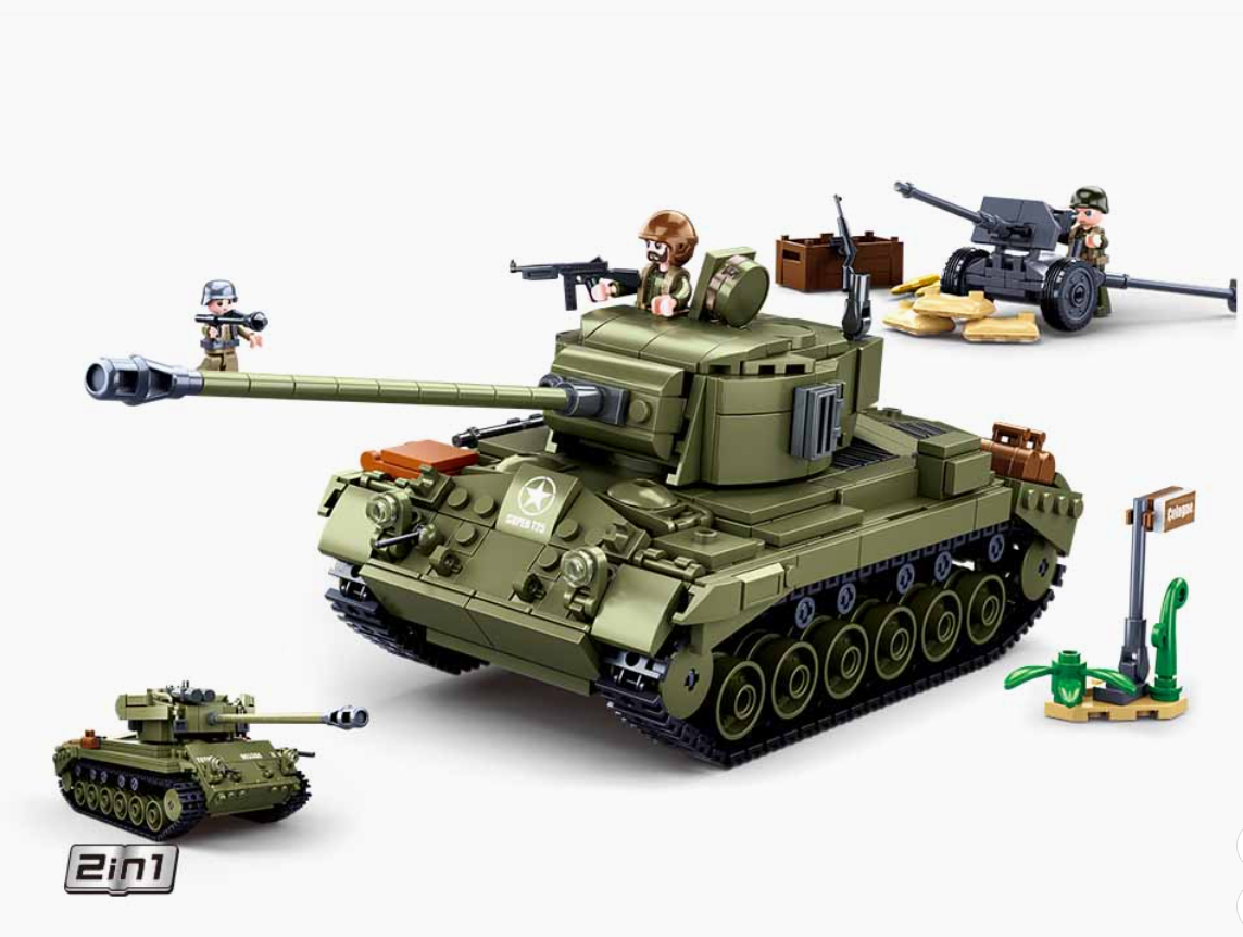 SLUBAN WW2 Pershing M26 Us Battle Tank - 742 Pcs - M38-B0860