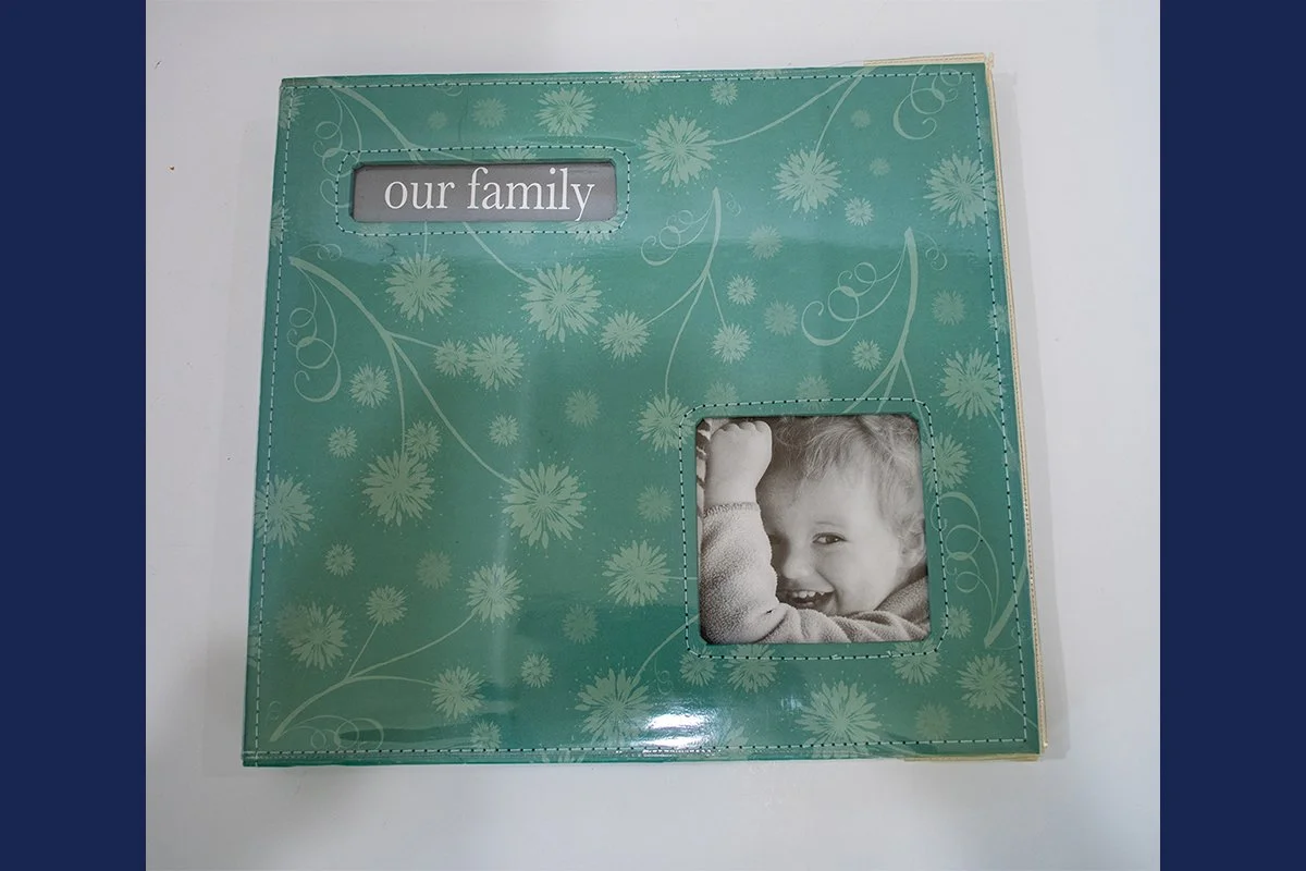 Family Photo Album 12.5x13.5 Green Cover (Like-new).
