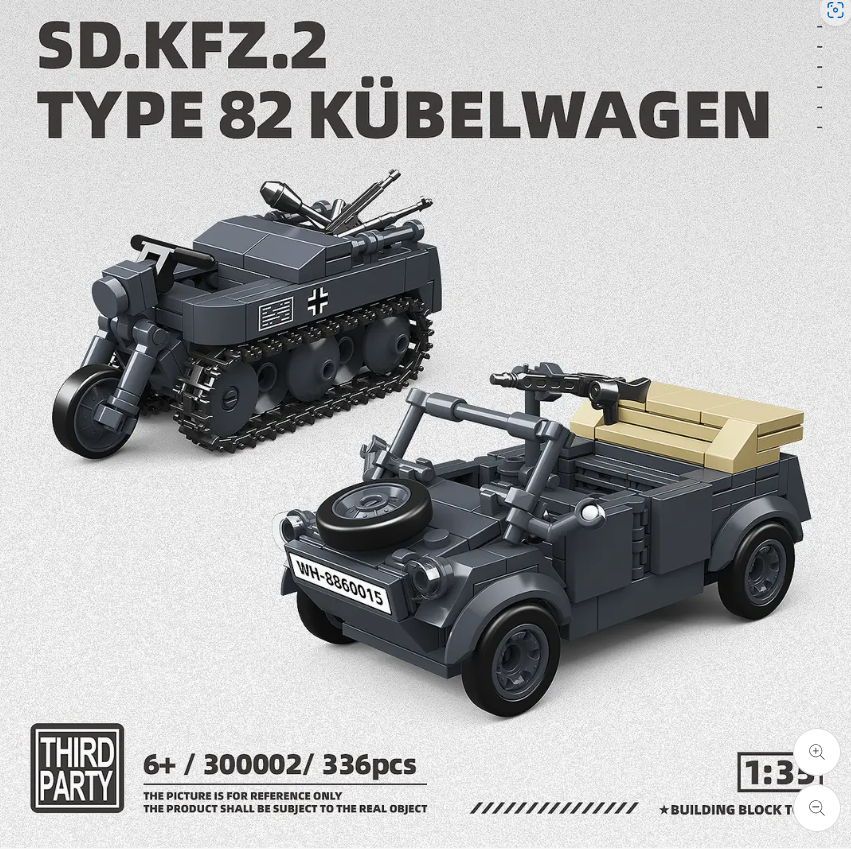 Type 82 Kübelwagen and Sd.Kfz.2 Military Building Block Set - Third Party