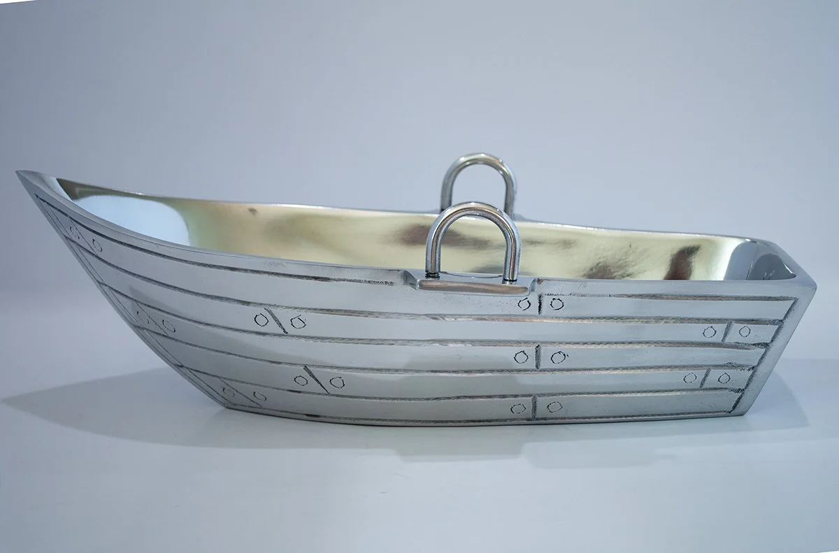 Godinger Silver Art 15" decorative silver boat centerpiece (Like New), Nautical Metal Bowl, no oars