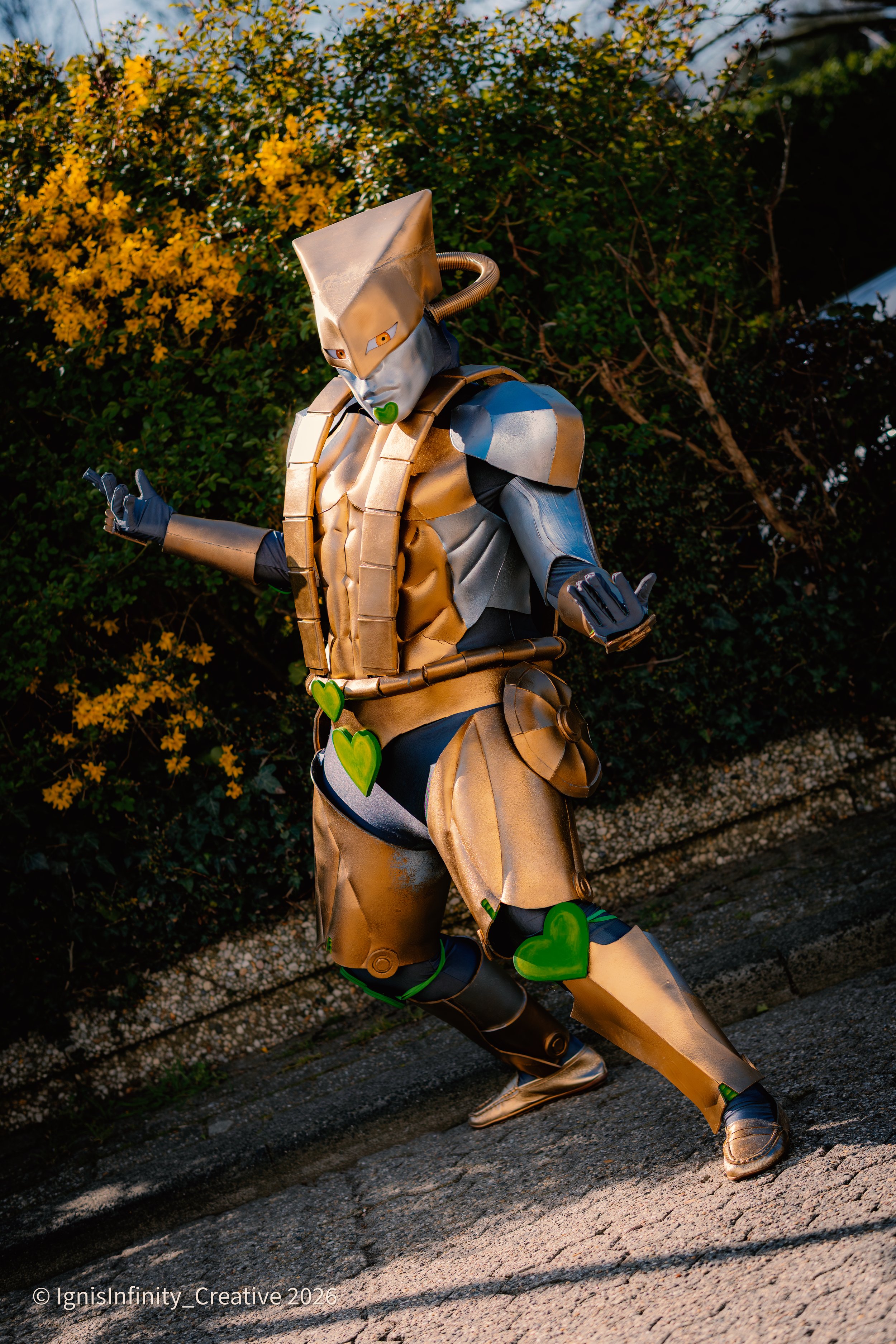 The World time-stop pose at Heroes Made in Asia 2026 by IgnisInfinity Creative. Cinematic JoJo cosplay in Utrecht — book your shoot.