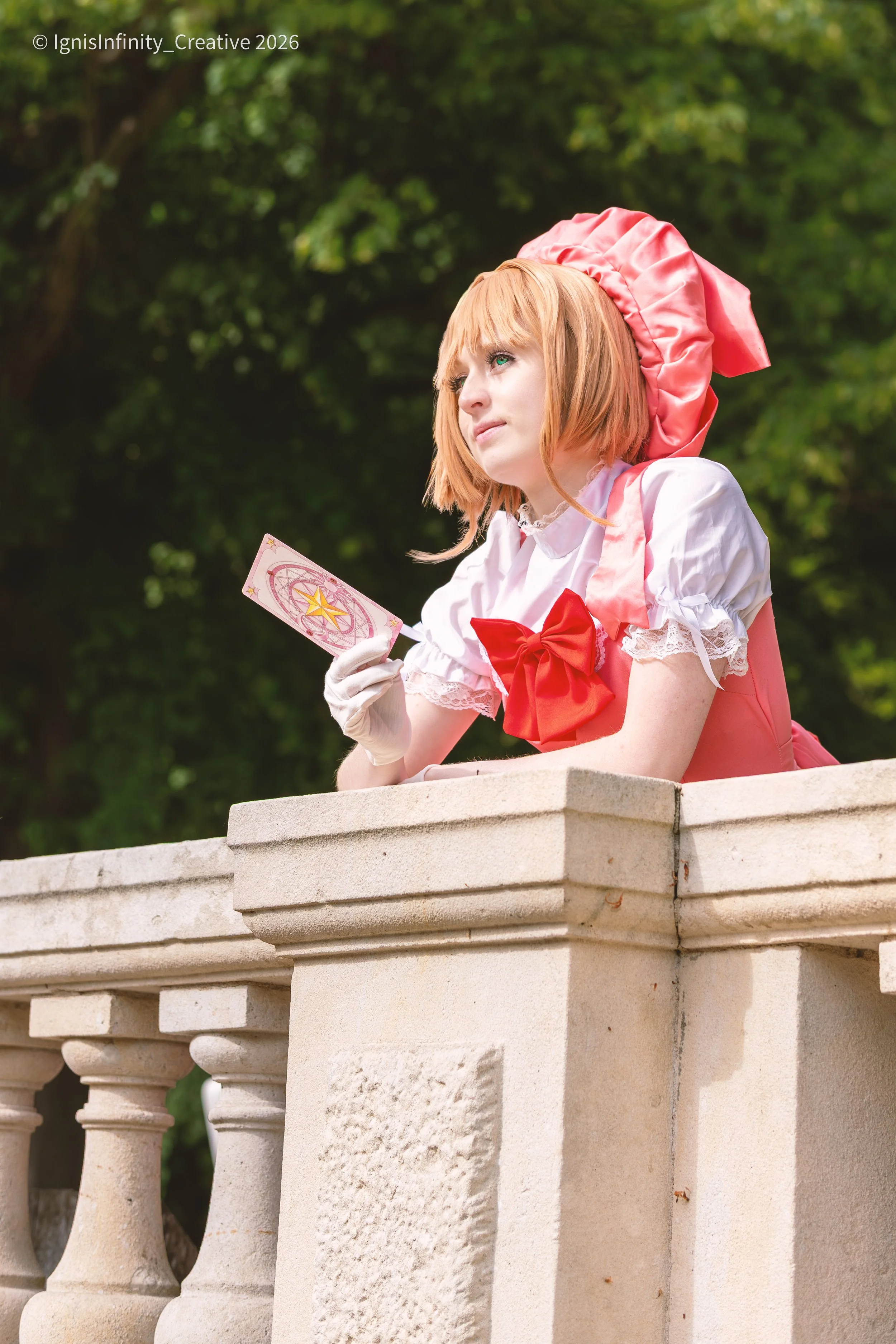 Sakura Kinomoto from Cardcaptor Sakura cosplay by Miss.Paradise_cos – magical cinematic portrait with pink outfit and Clow card, captured by IgnisInfinity Creative 2026