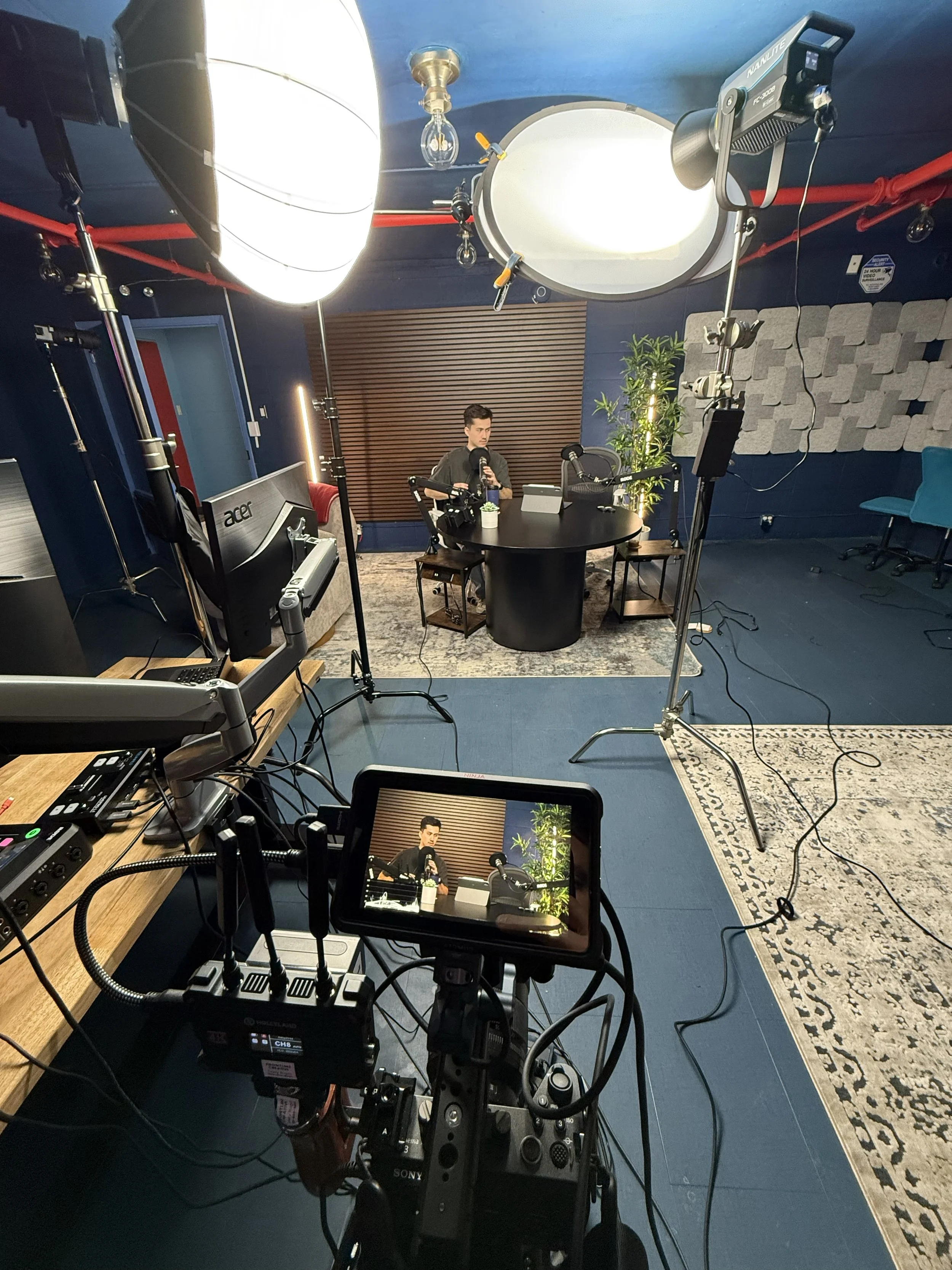 Behind-the-scenes at a Deadline Creative brand strategy project featuring podcast production, content development, strategic messaging, and professional video production for businesses across Burlington, Hamilton, Oakville, and the GTA.