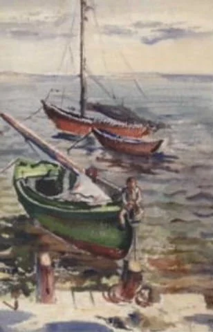  Boat in Harbor II 
Watercolor
21 x 14 inches