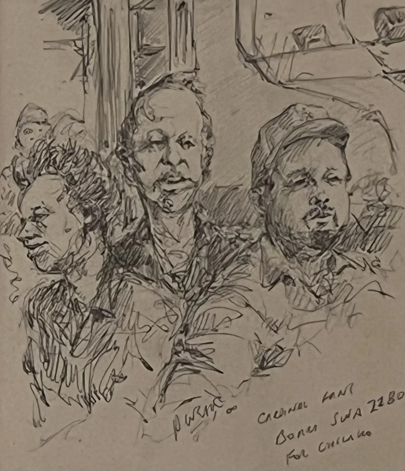  Cardinals Fans, Drawing, 10 x 8 inches 