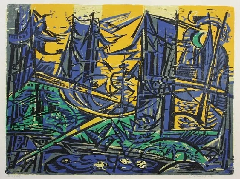  Forest Clearing, 1964 
Color woodcut
16 x 21 ½ inches