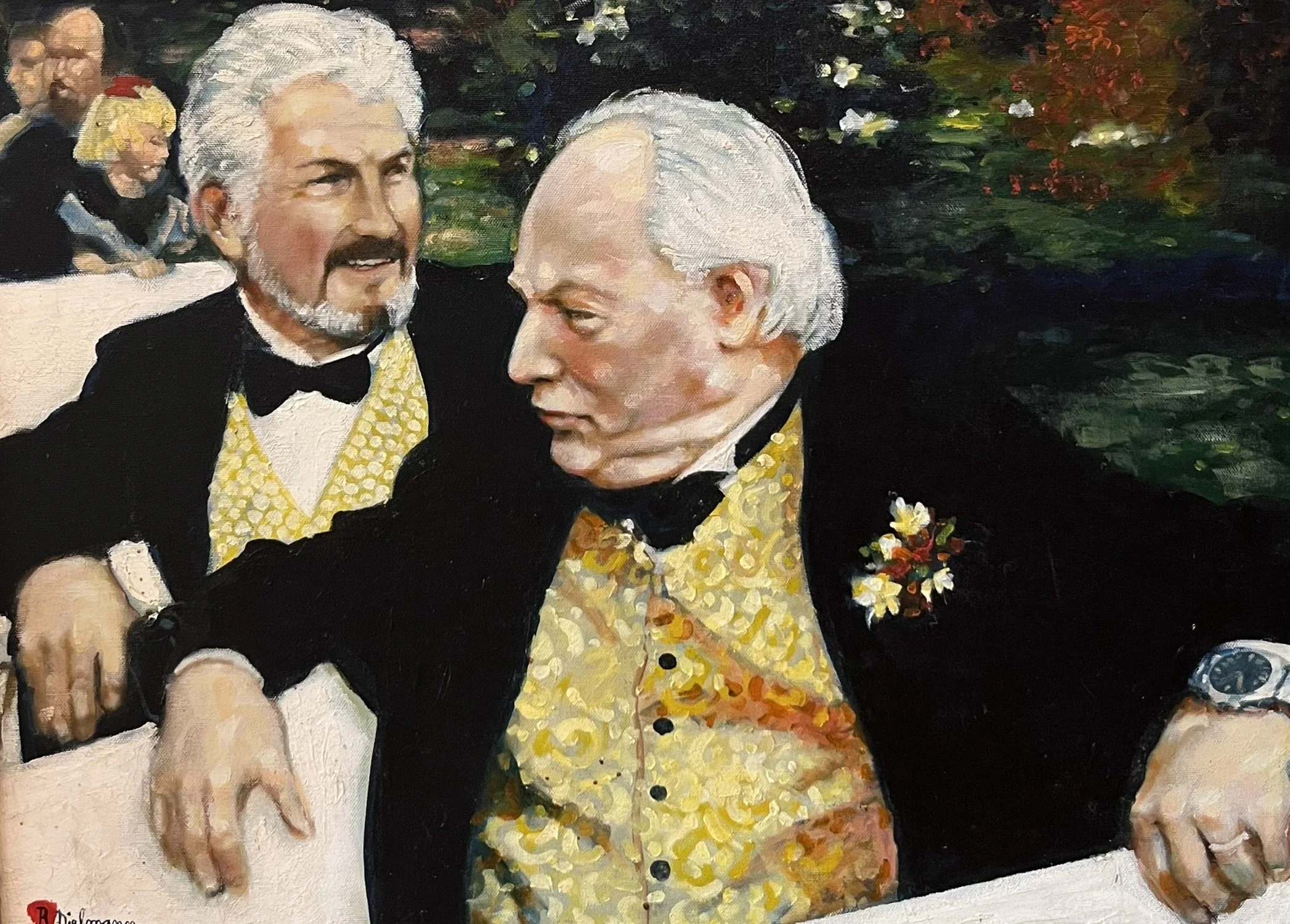  Artist Self Portrait with Friend 
Oil on canvas
18 x 24 inches