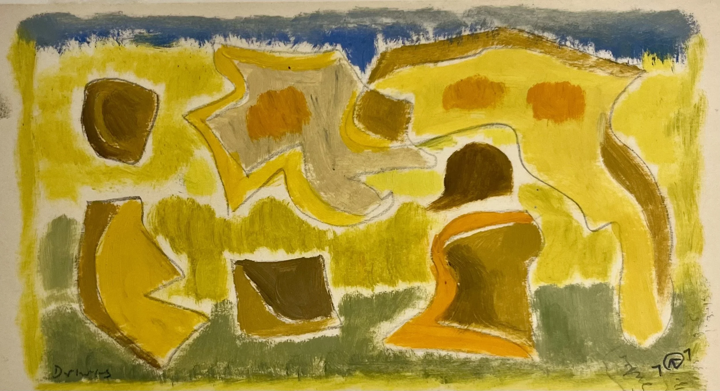 Yellow Composition, 1977 
Oil on paper
5 x 8 ½ inches