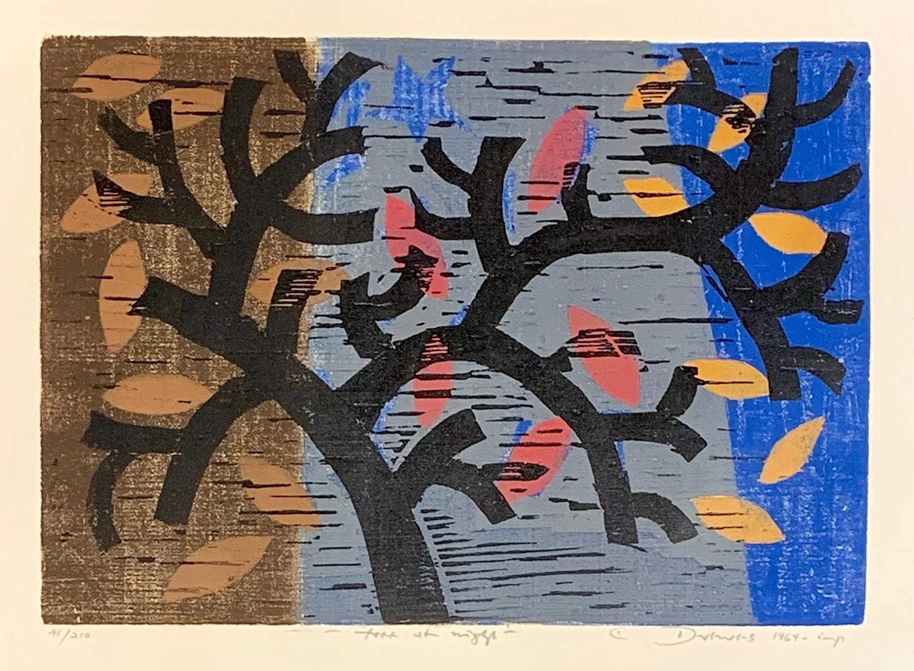  Tree at Night 
Woodblock print
11 ¼ x 16 inches