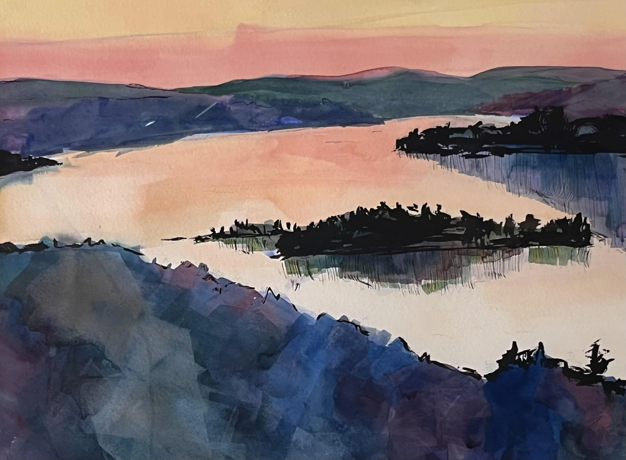  Aerial View of the Island, Adirondacks 
Watercolor
22 x 29 ½ inches