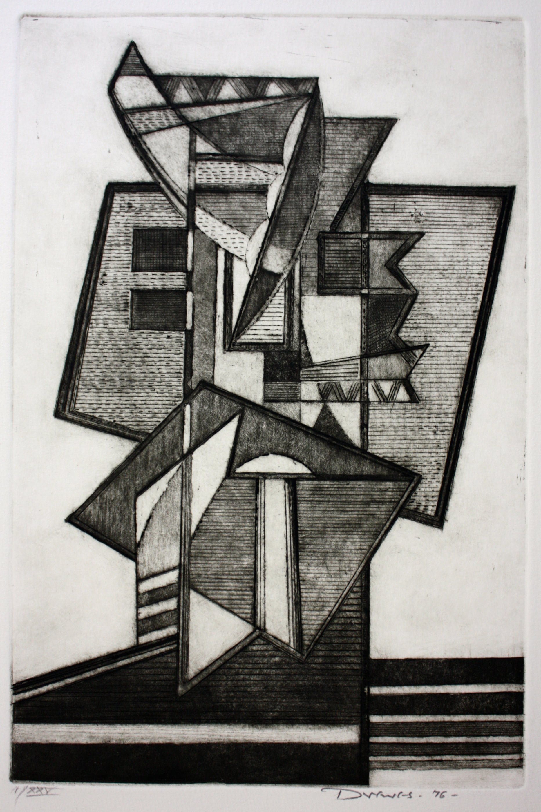  Monumntal Structure, 1976 
Intaglio Print – Engraving 
15 x 10 inches