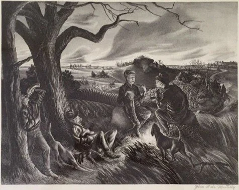  Blue Valley Fox Hunt, 1936 
Lithograph
13 x 16 inches