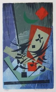  Green Moon 
Woodblock print