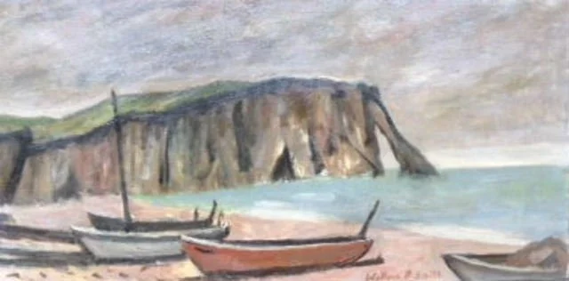  Bluffs with Boats 
Pastel on canvas
19 x 35 ½ inches