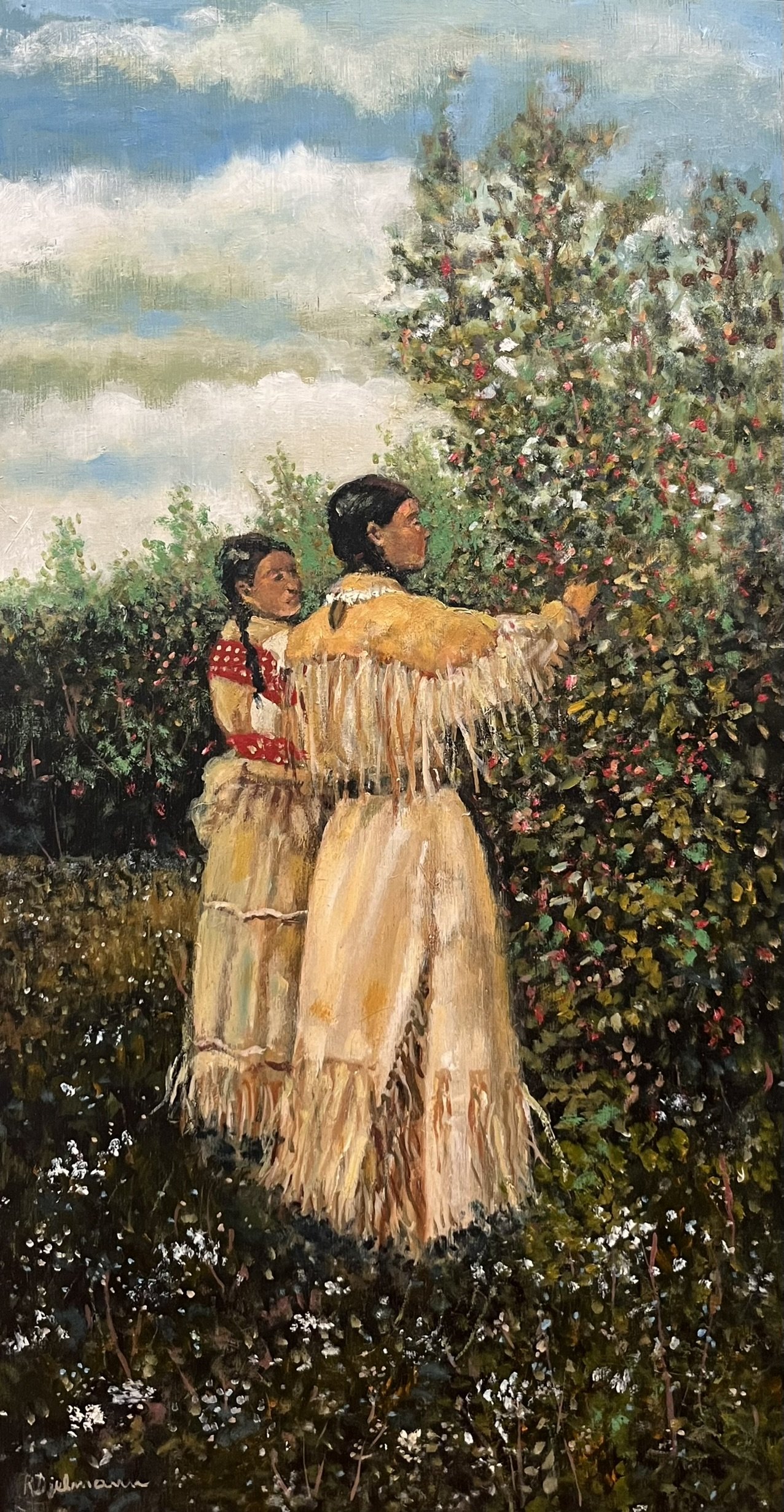  Gathering 
Oil on panel
25 ½ x 13 inches