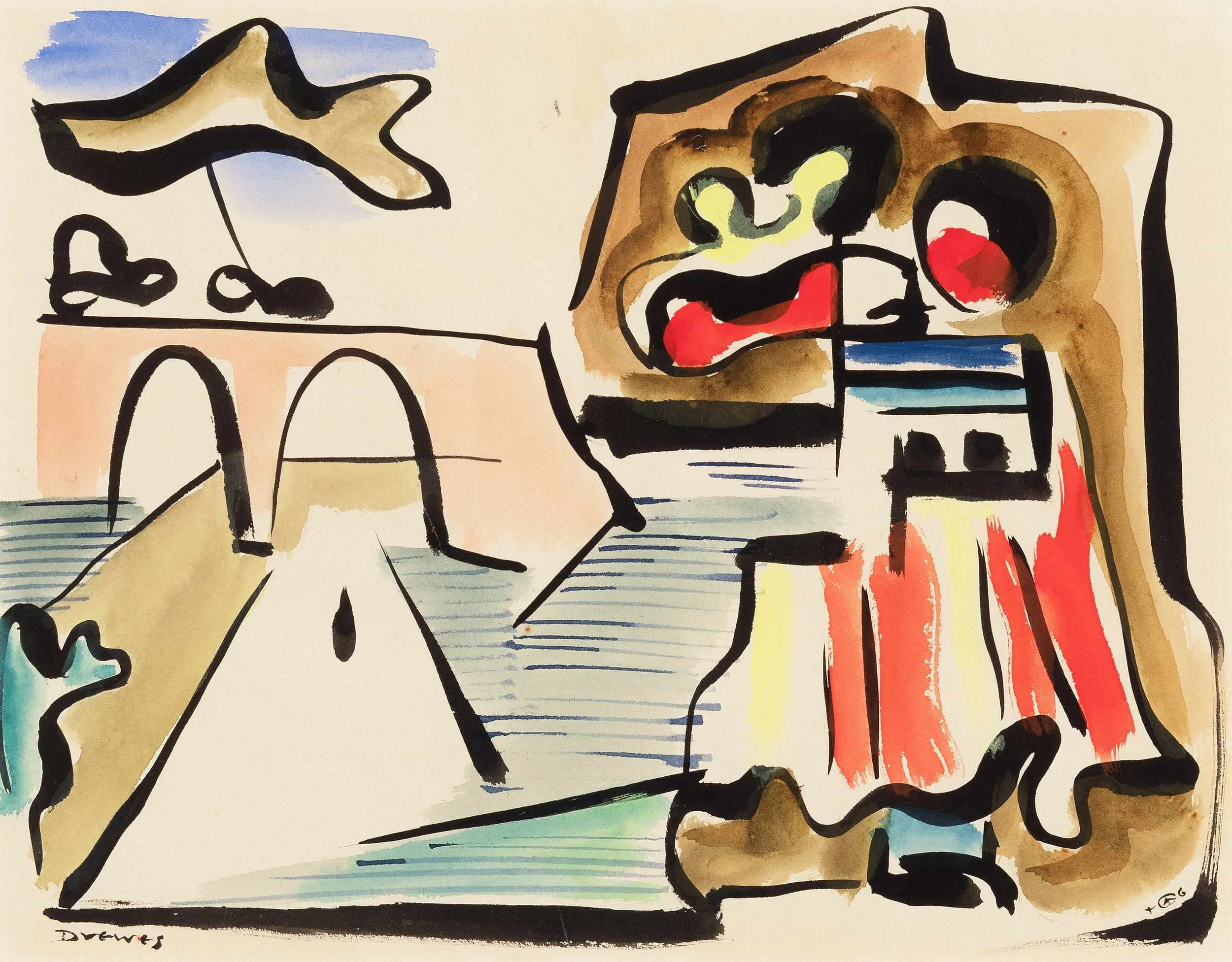  A207, 1946 
Gouache on paper
10 ⅜ x 13 ⅜ inches