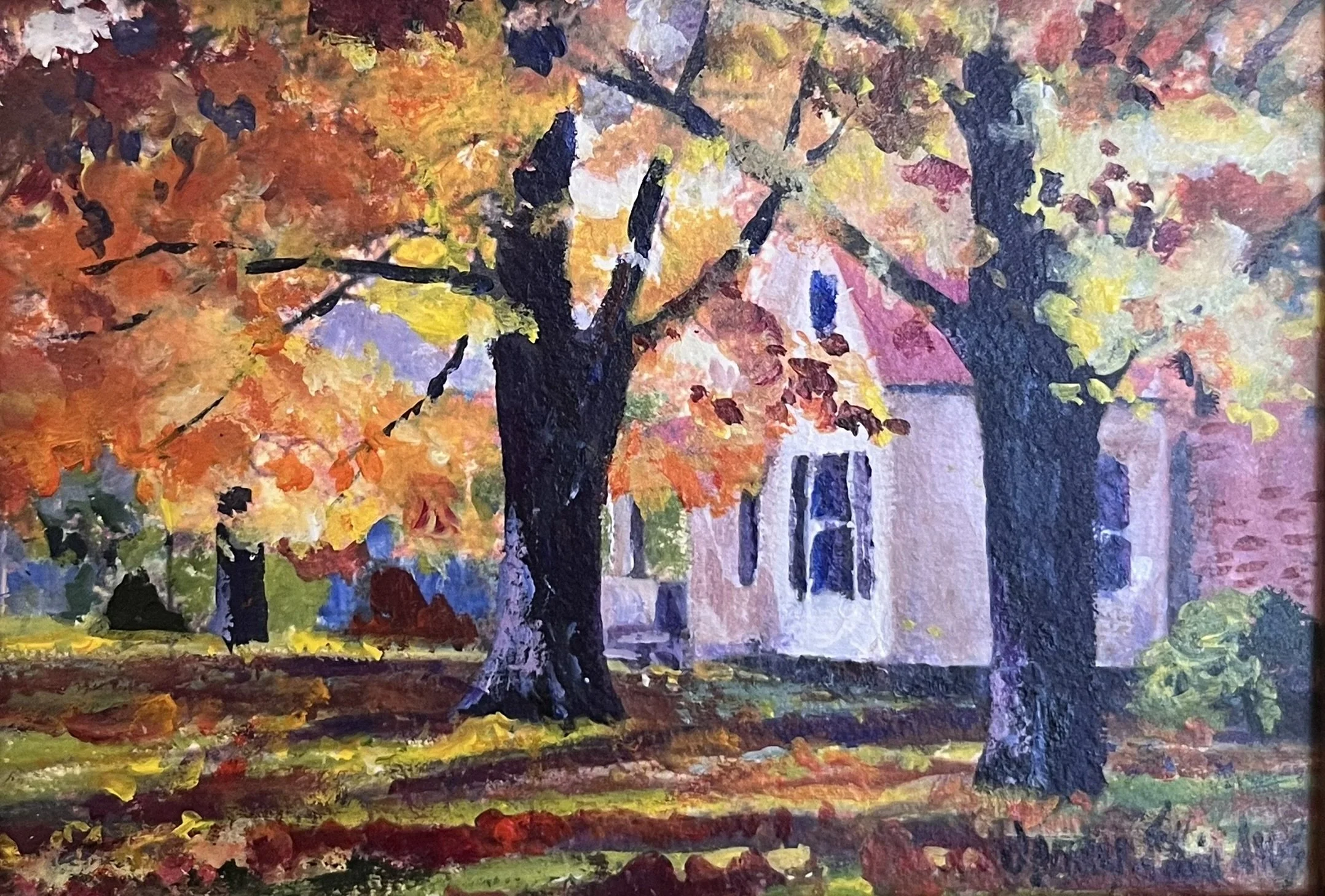  House in Fall 
Oil on canvas
5 x 7 inches