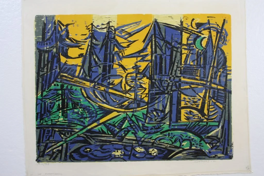  Forest Clearing, 1964 
Color Woodcut
16 x 21 ½ inches