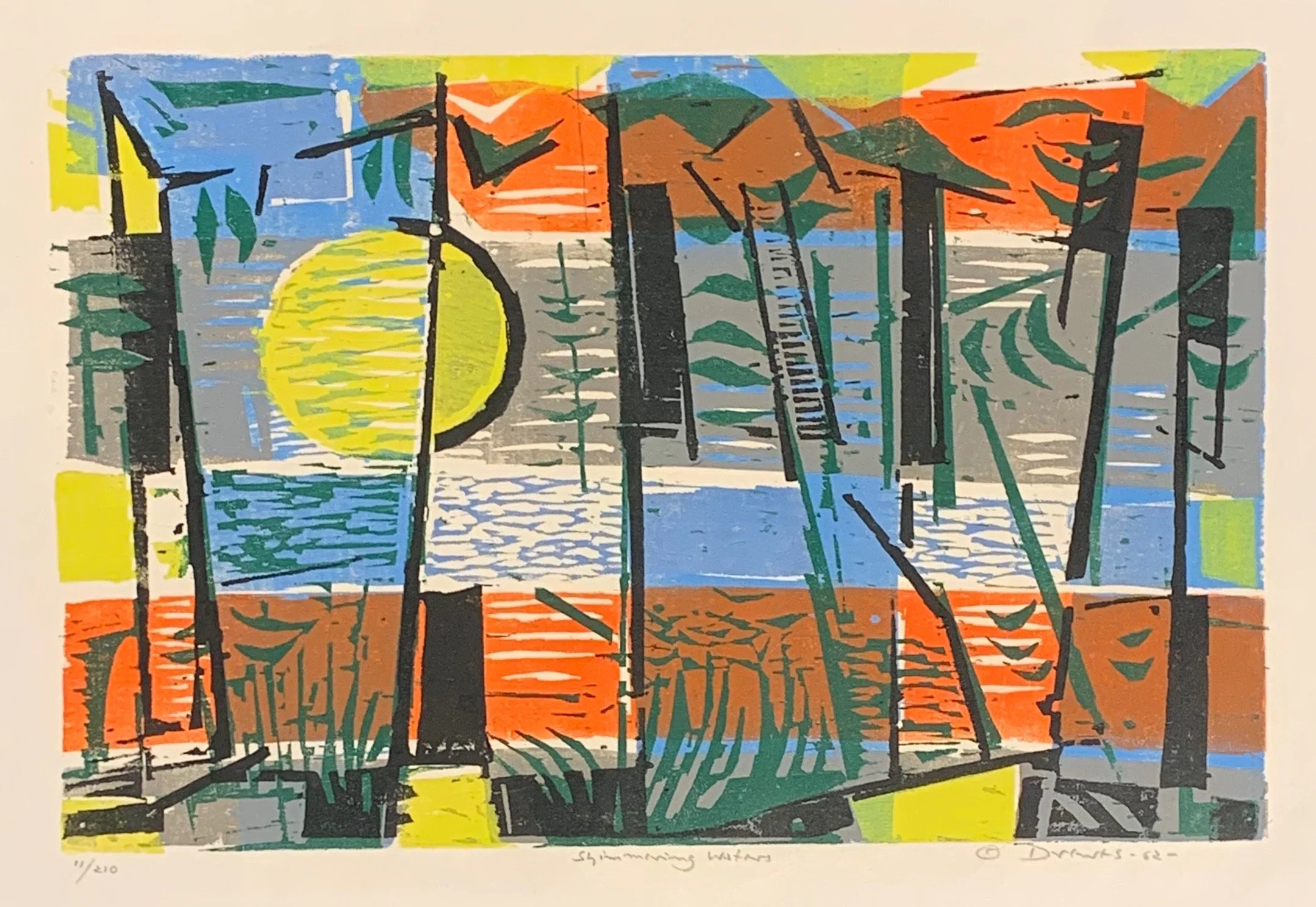  Shimmering Waters, 1962 
Woodblock print
11 ½ x 17 inches