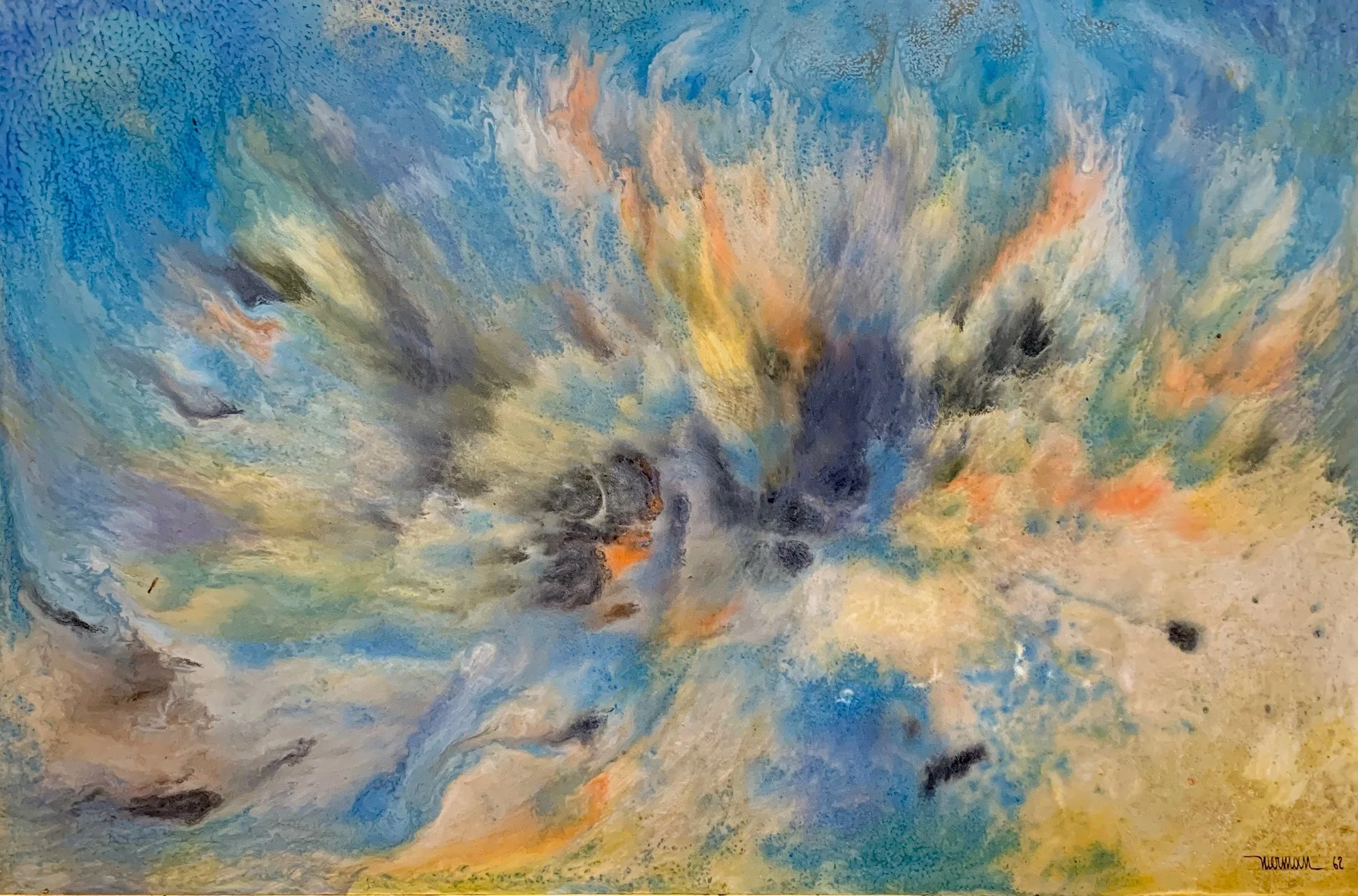  Floating City in Snow, 1961 
Oil on masonite
15 ¾ x 23 ½ inches