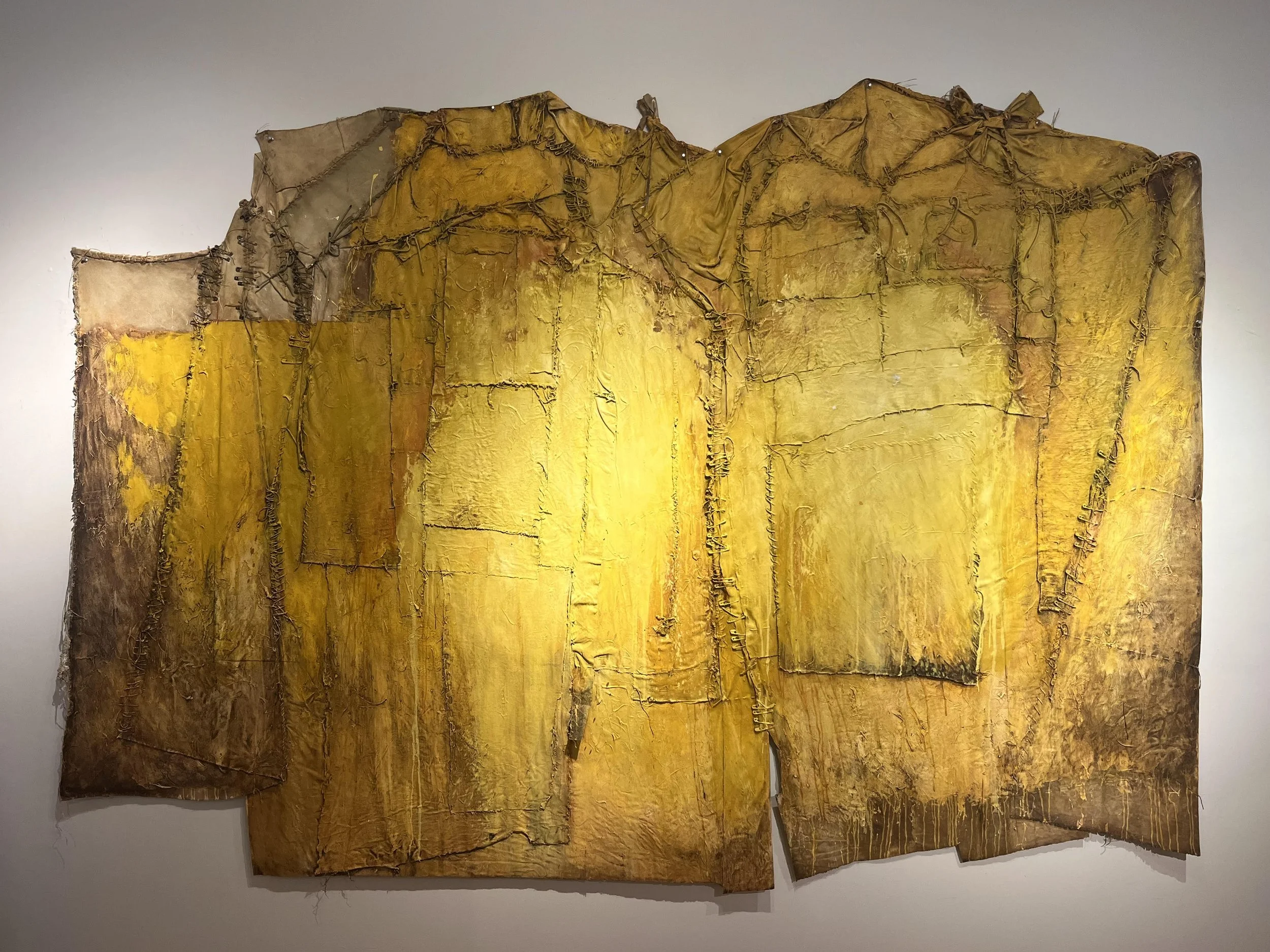  Saffron 
Hand-stitched, painted, and dried canvas
108 x 78 inches