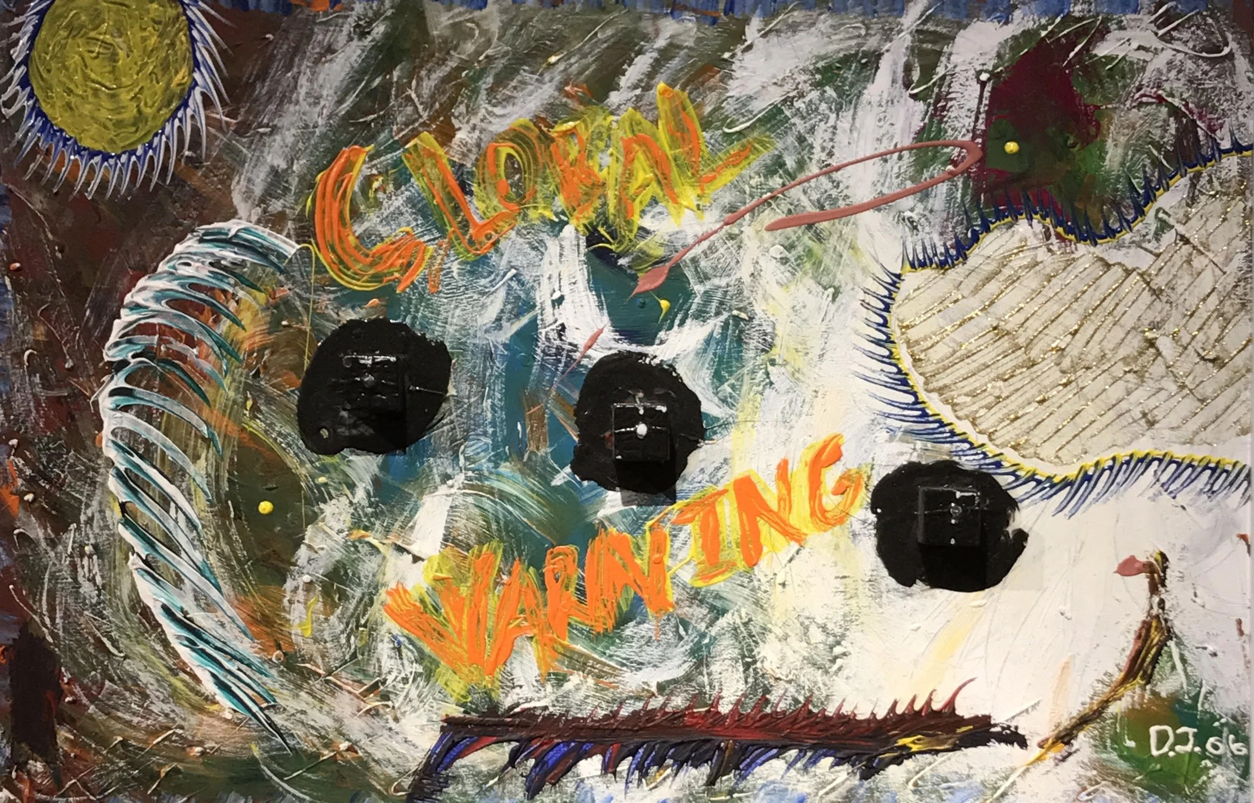  Global Warning 
Mixed media on board
19 x 22 inches