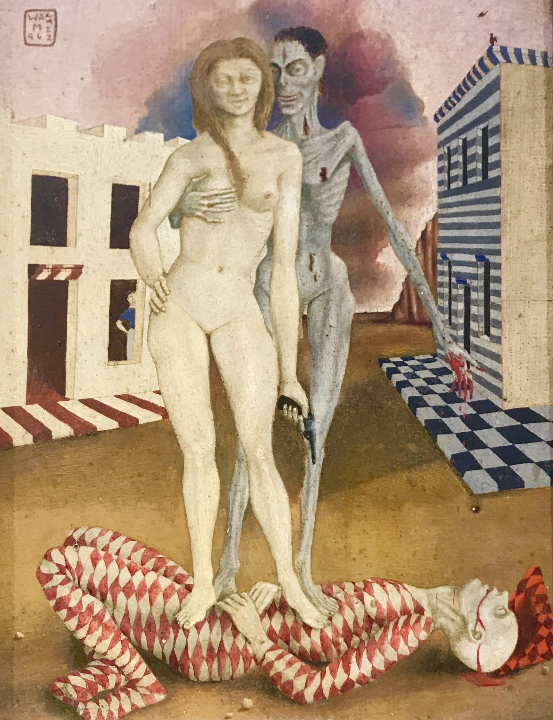  Death and the Maiden, 1946   (Sold) 
Oil on panel
9 ¼ x 7 ¼ inches
