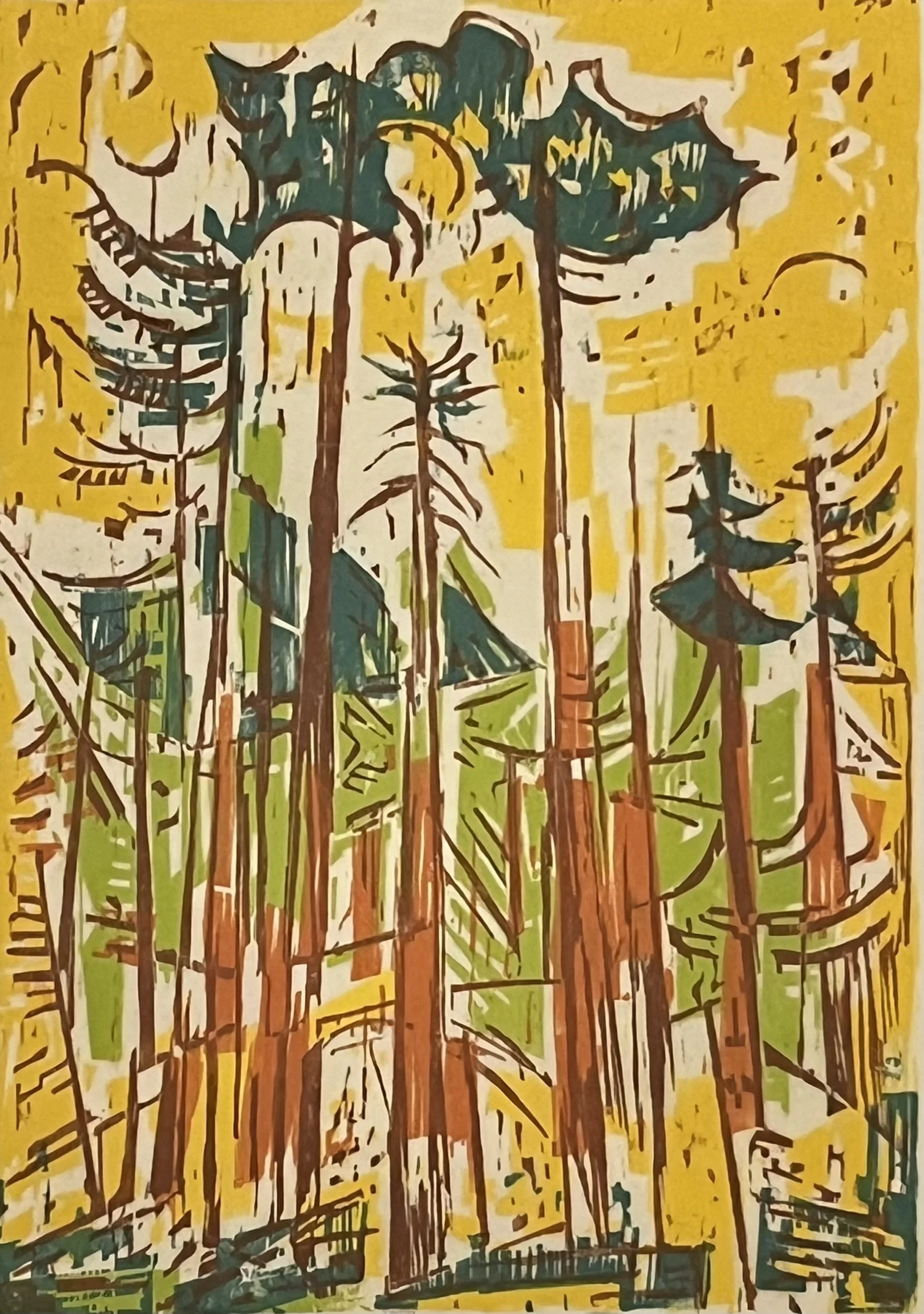  Sunny Day, In the Redwoods 
Color woodcut
24 x 17 inches