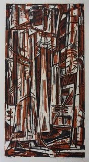  Cathedral of the Redwoods 
Woodblock print