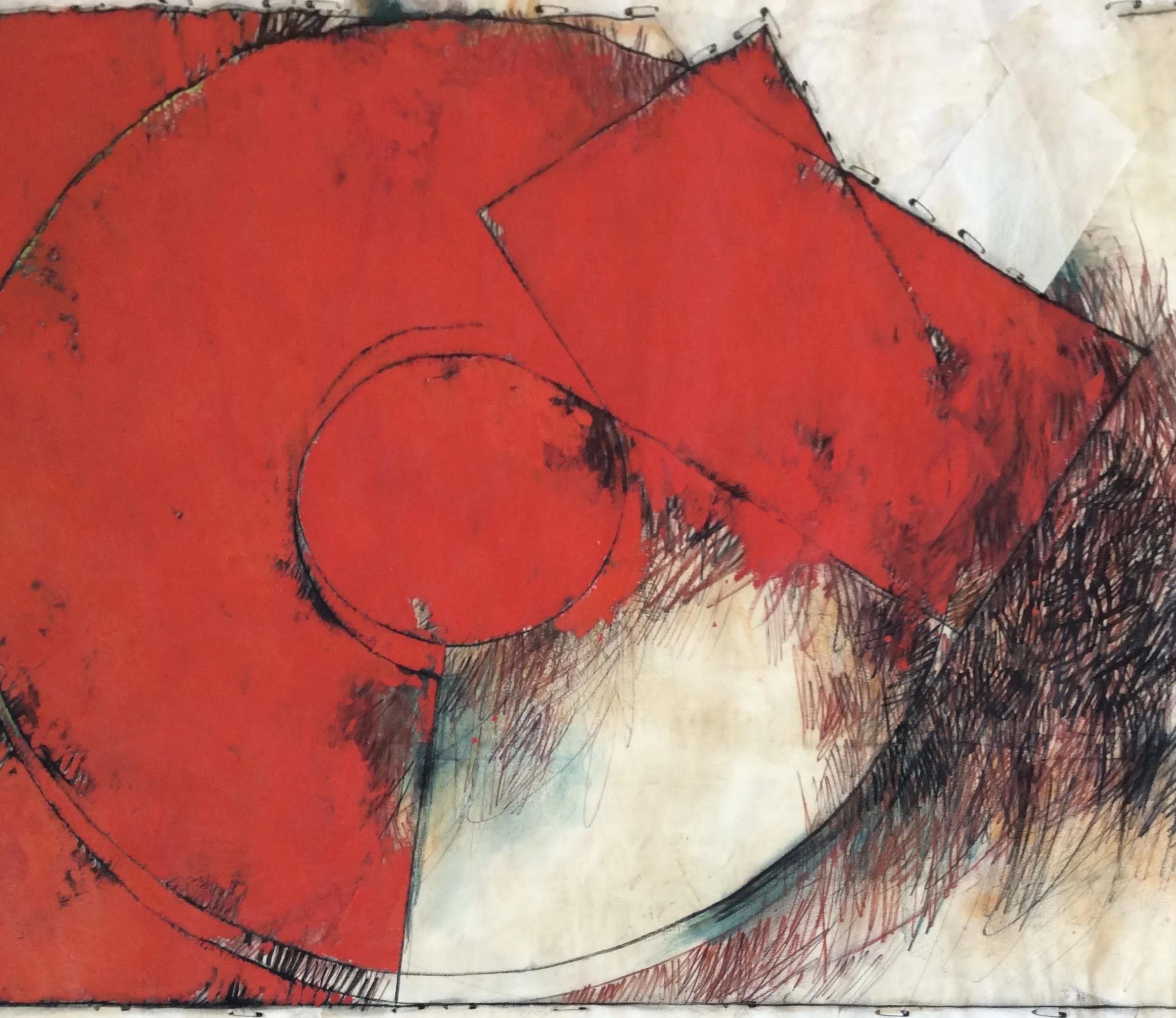  Compass, Red 
Oil on canvas, mixed media
82 x 53 inches