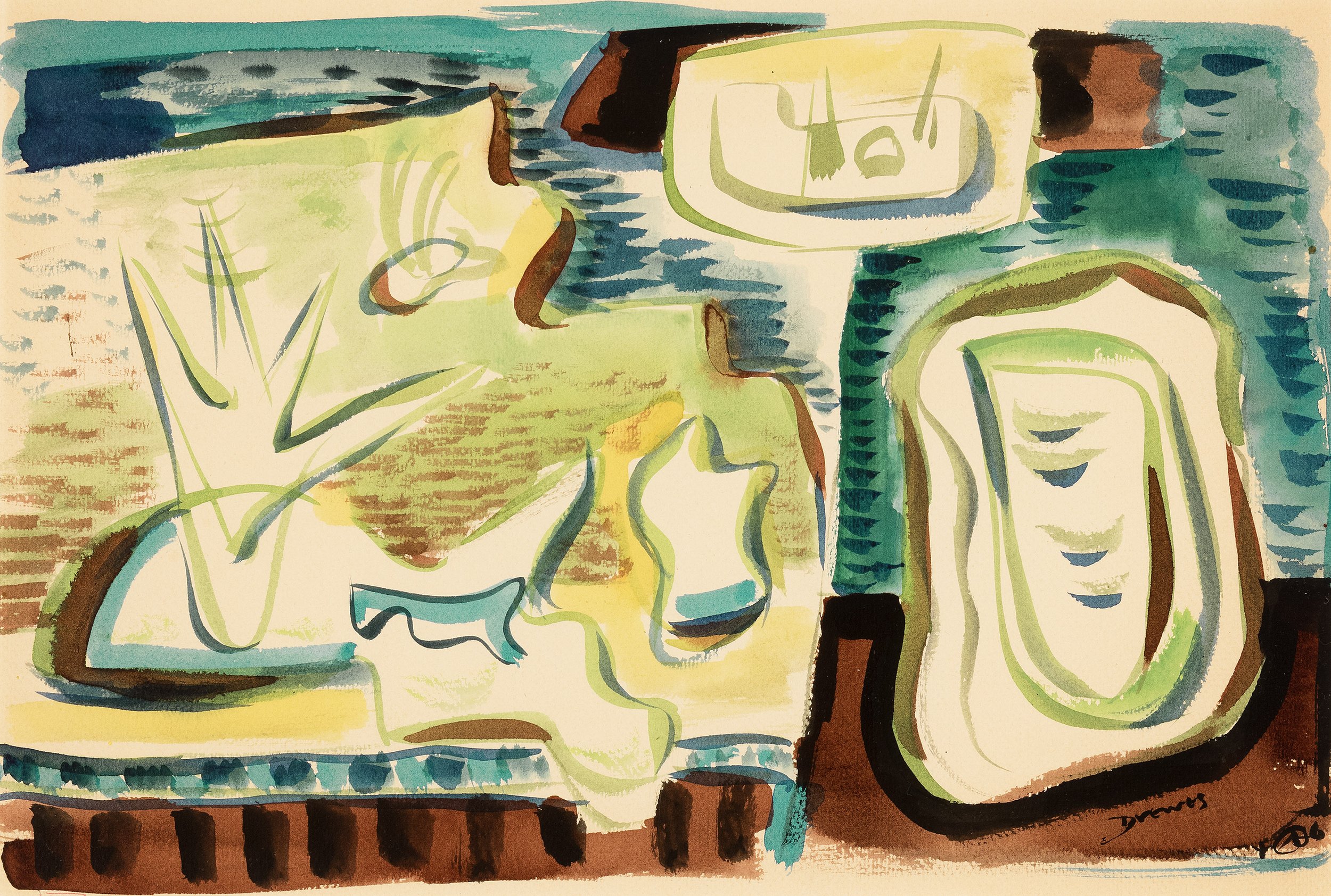  A204, 1946 
Gouache on paper
11 ¾ x 17 ¾ 