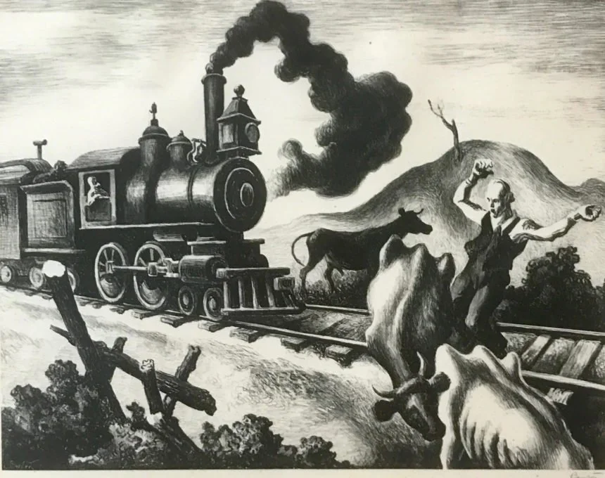 Slow Train Through Arkansa, 1941 
Lithograph (signed)
 10 x 12 ½ inches
