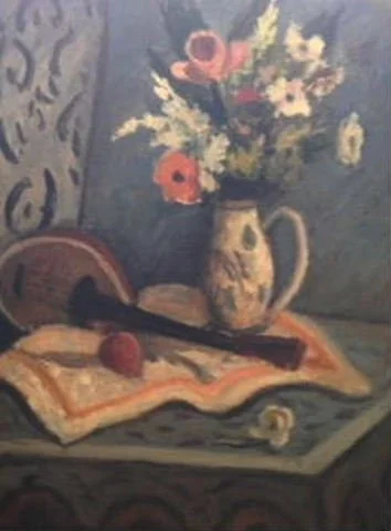  Flower with Mandolin 
Oil on board
36 x 24 ½ inches