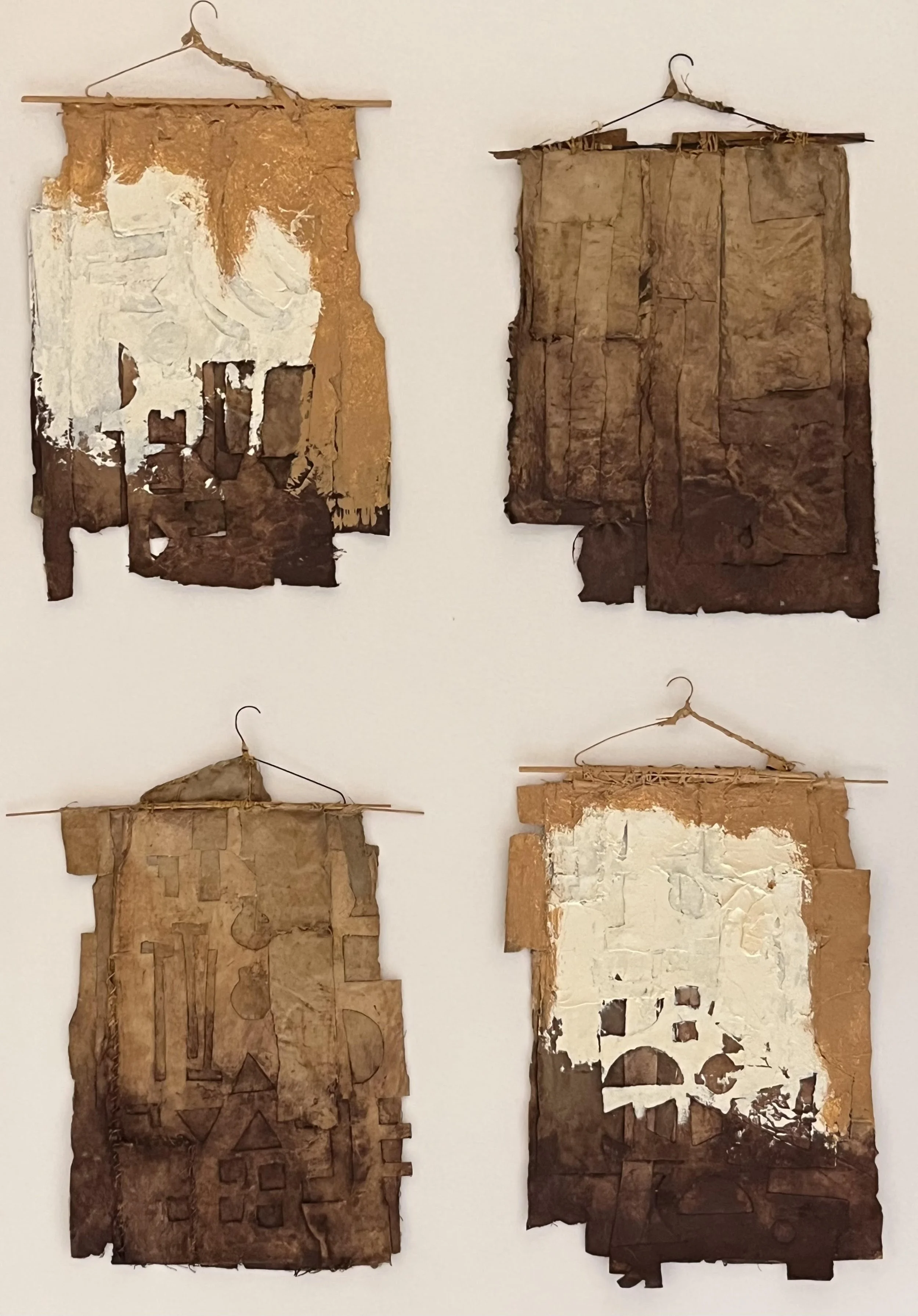  Wall Hangings 1 – 4 
Painted canvas cutouts on hangers
26 x 16 inches